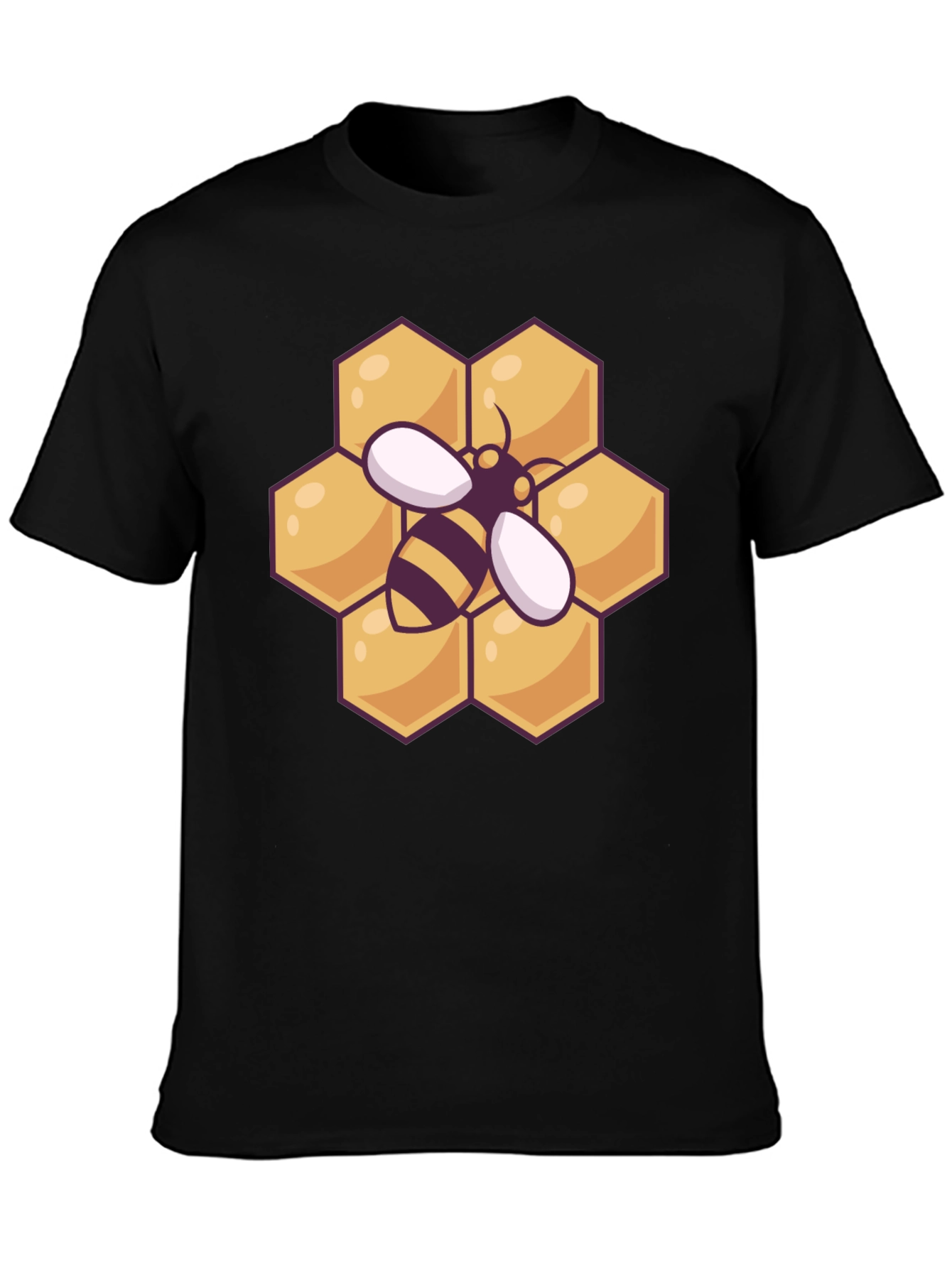 Honeycomb Bee Graphic Tee - Black