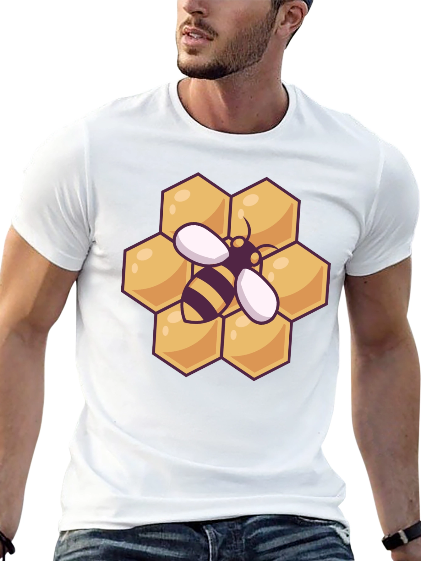 Honeycomb Bee Graphic Tee - Black