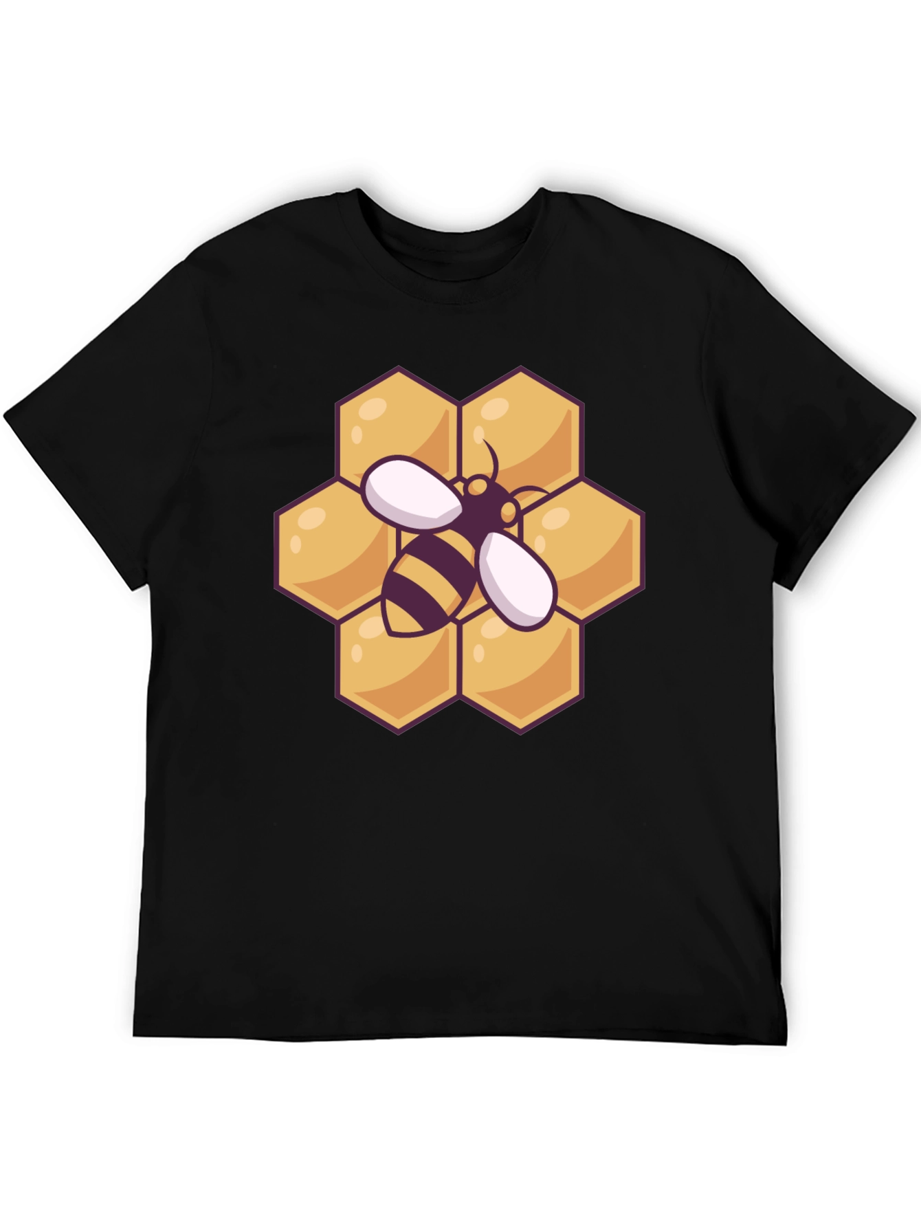Honeycomb Bee Graphic Tee - Black