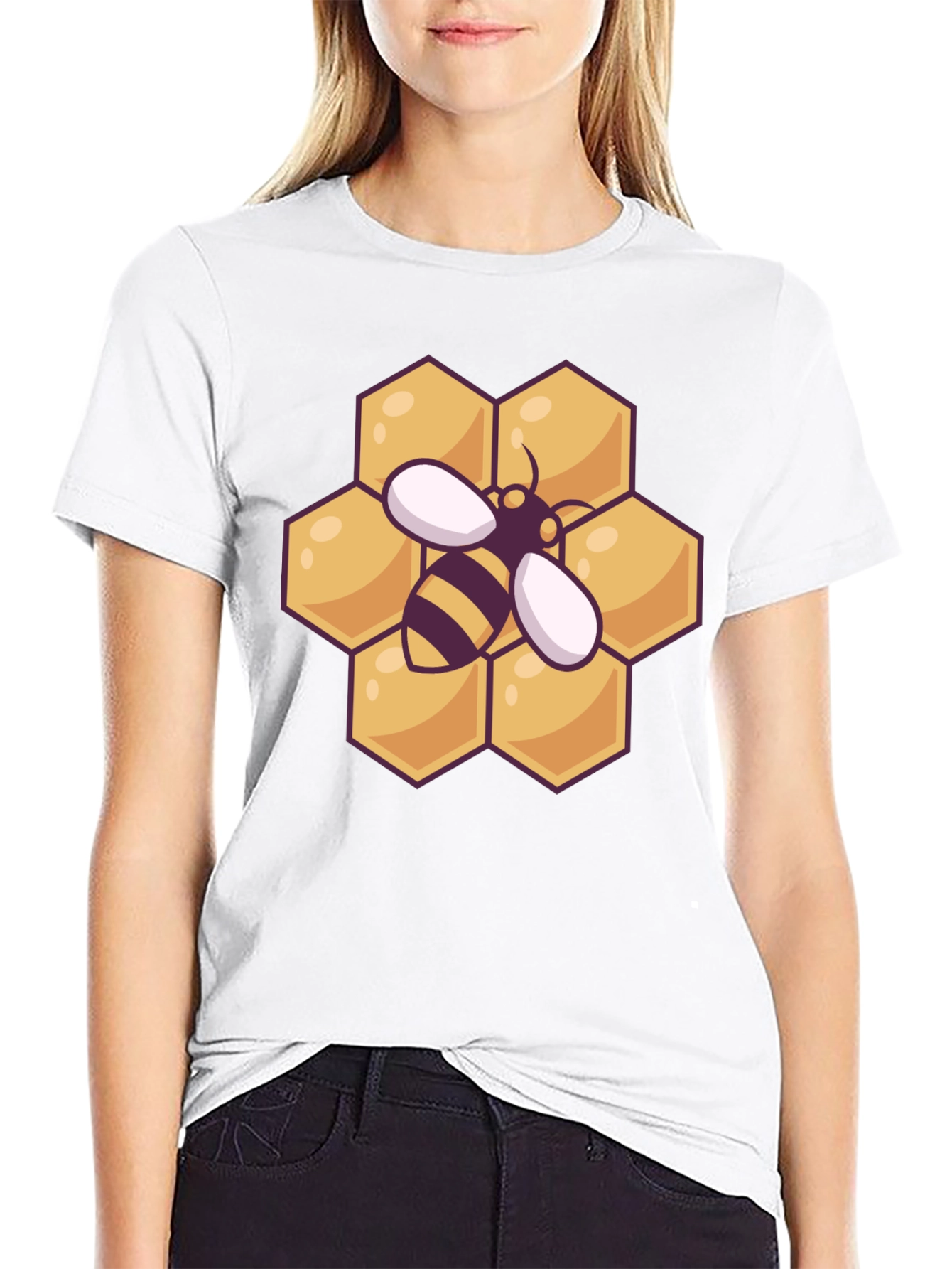 Honeycomb Bee Graphic Tee - Black