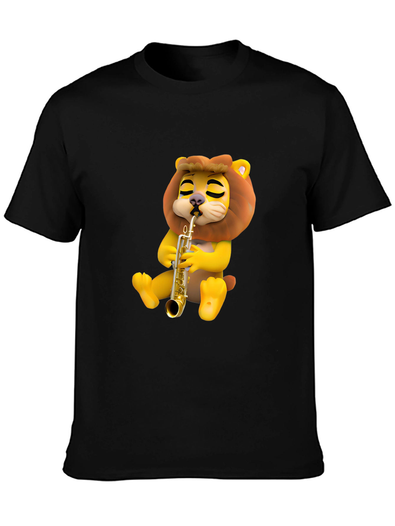 Cartoon Lion Saxophone T-Shirt