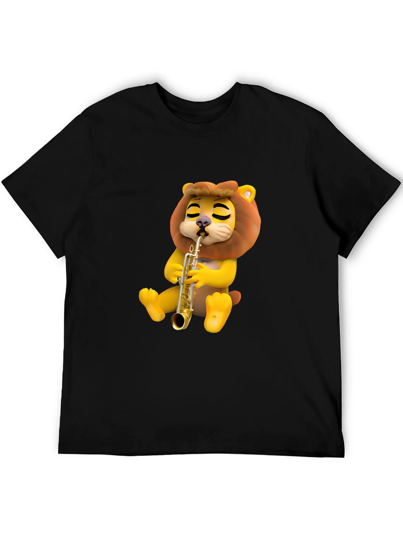 Cartoon Lion Saxophone T-Shirt