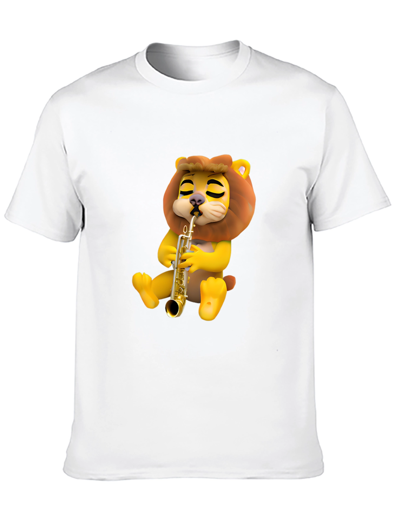 Cartoon Lion Saxophone T-Shirt