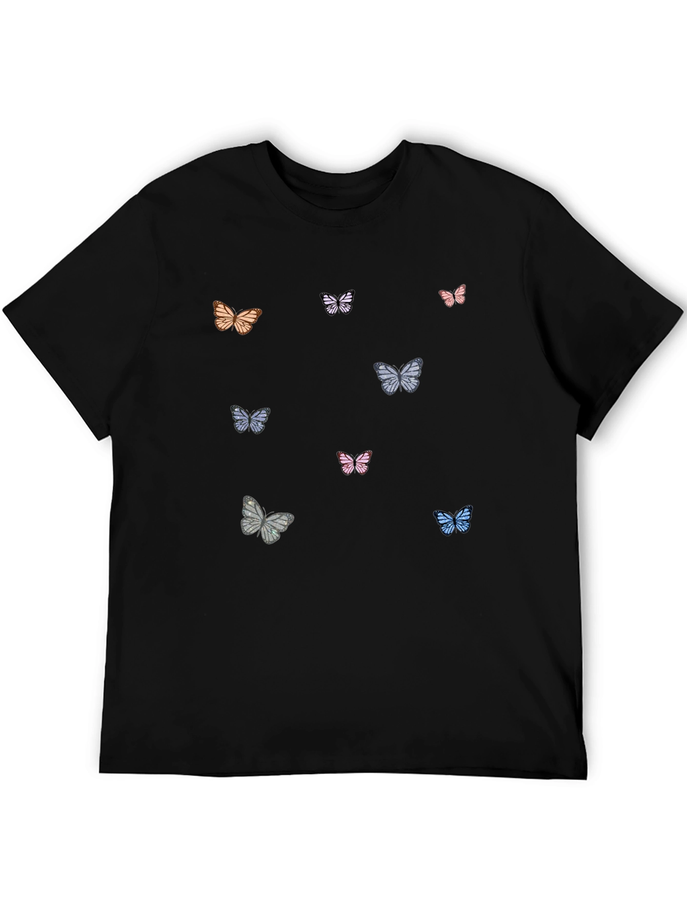 Butterfly Print Black T-Shirt