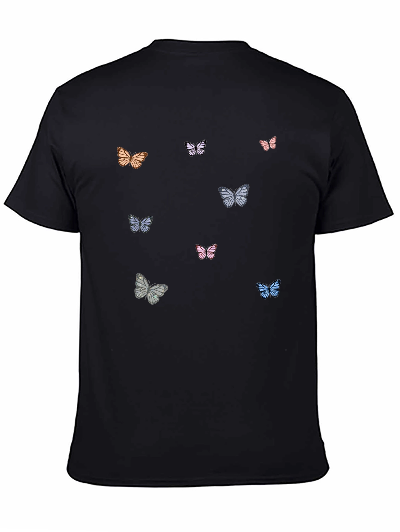 Butterfly Print Black T-Shirt