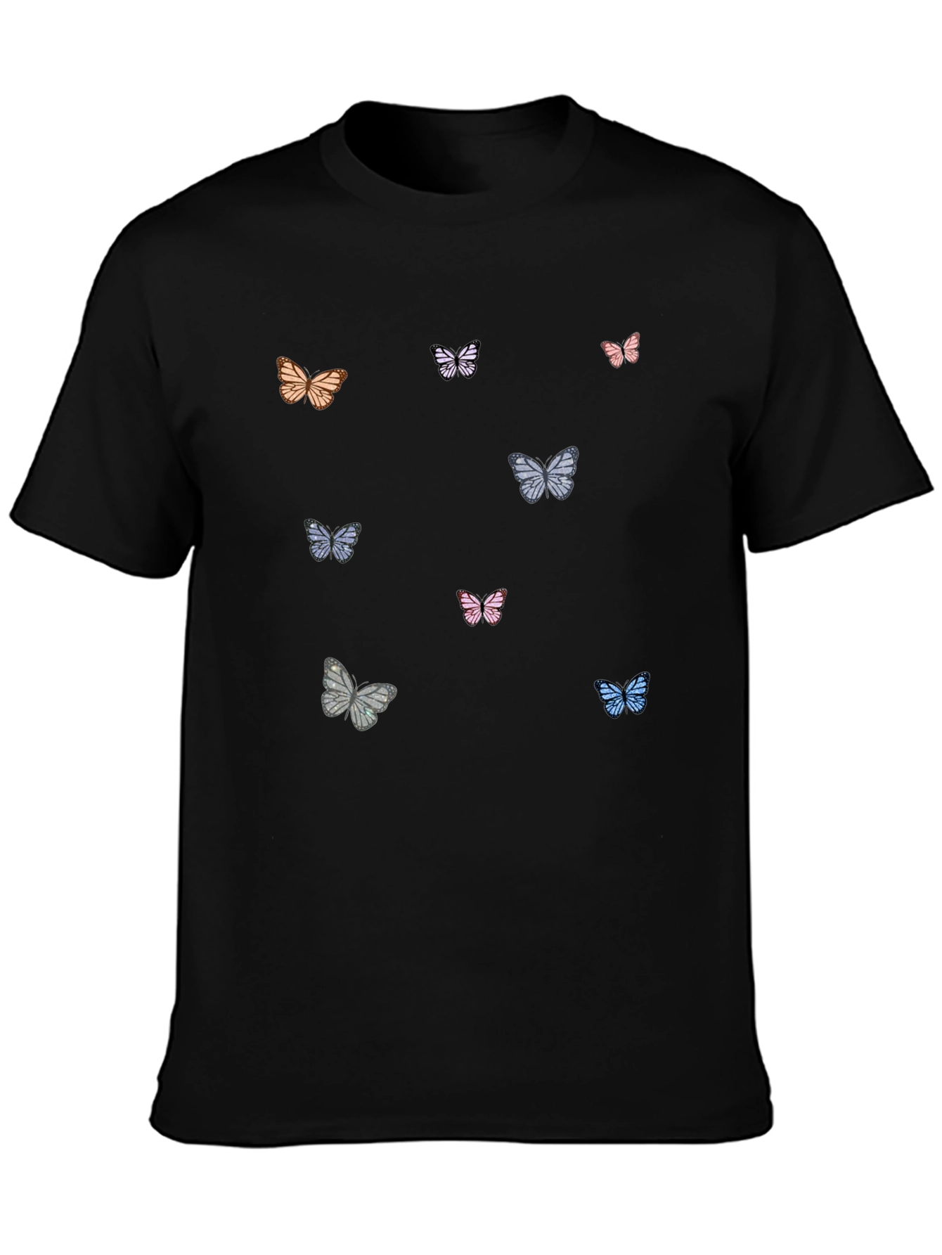 Butterfly Print Black T-Shirt
