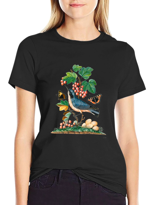 Vintage Bird & Berries Graphic T-Shirt
