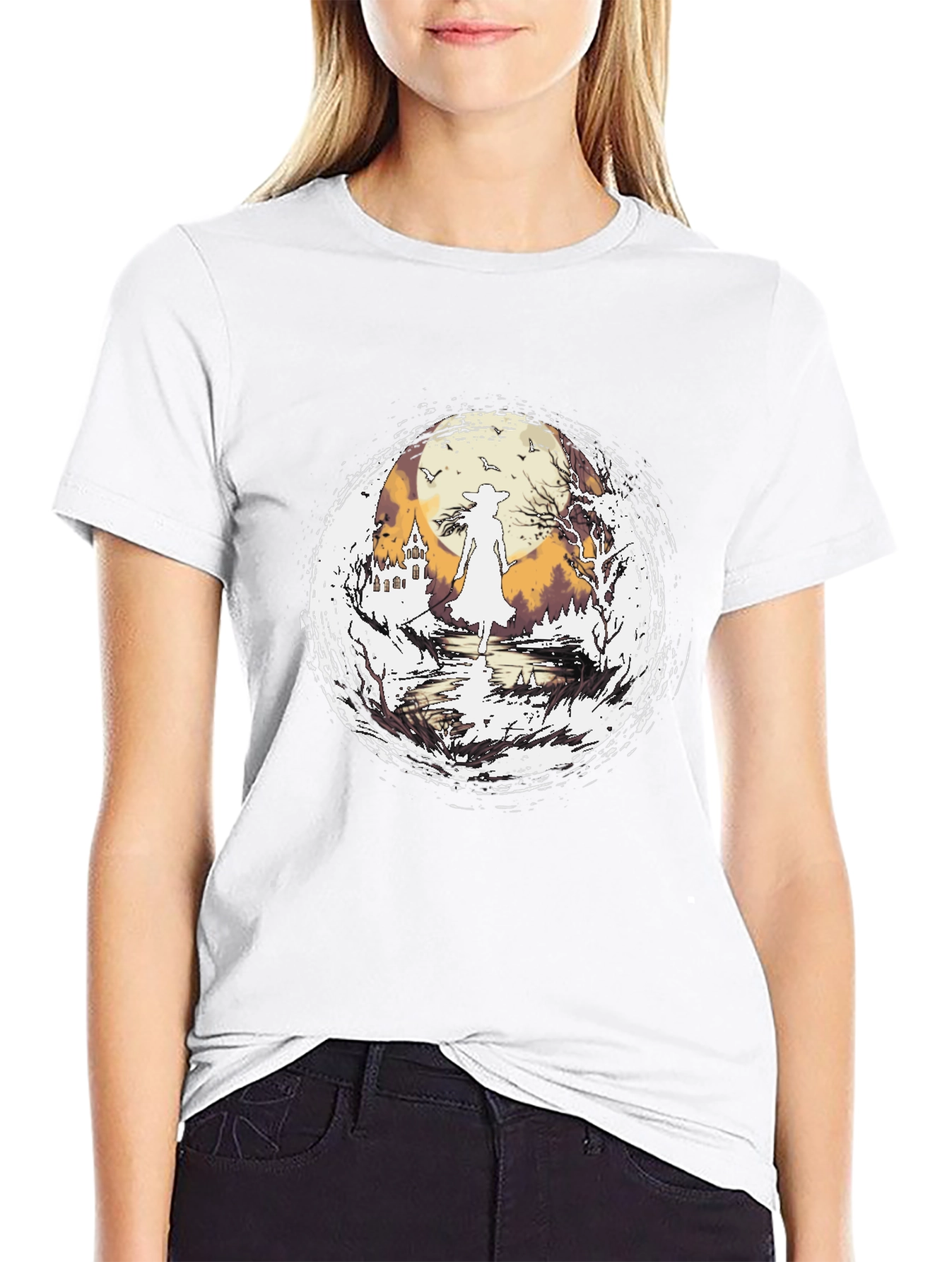 Witch Silhouette Halloween T-Shirt
