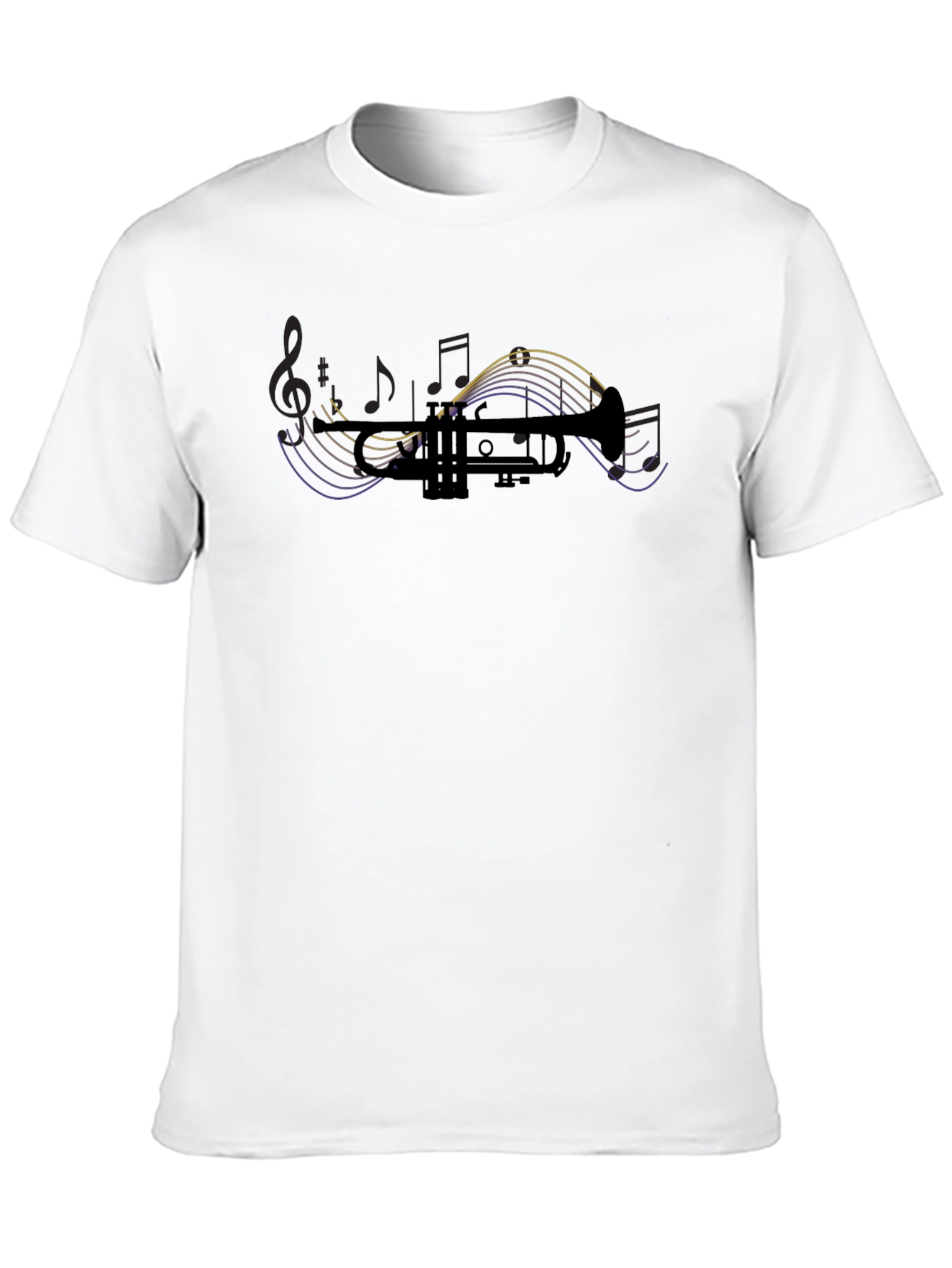 Trumpet Music Note Graphic T-Shirt - Black