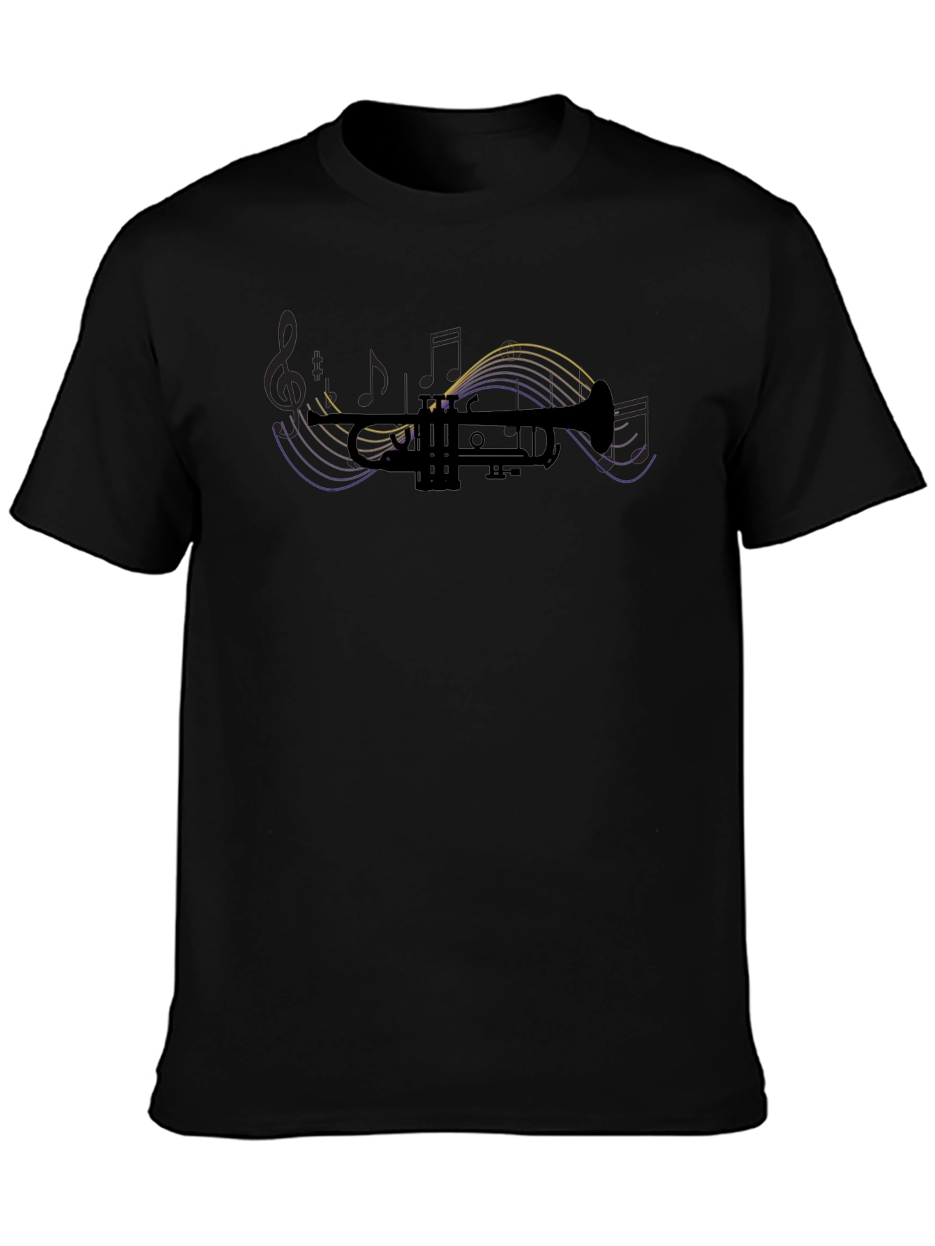 Trumpet Music Note Graphic T-Shirt - Black