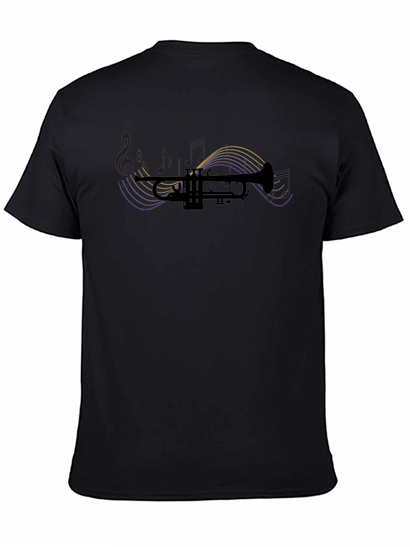 Trumpet Music Note Graphic T-Shirt - Black