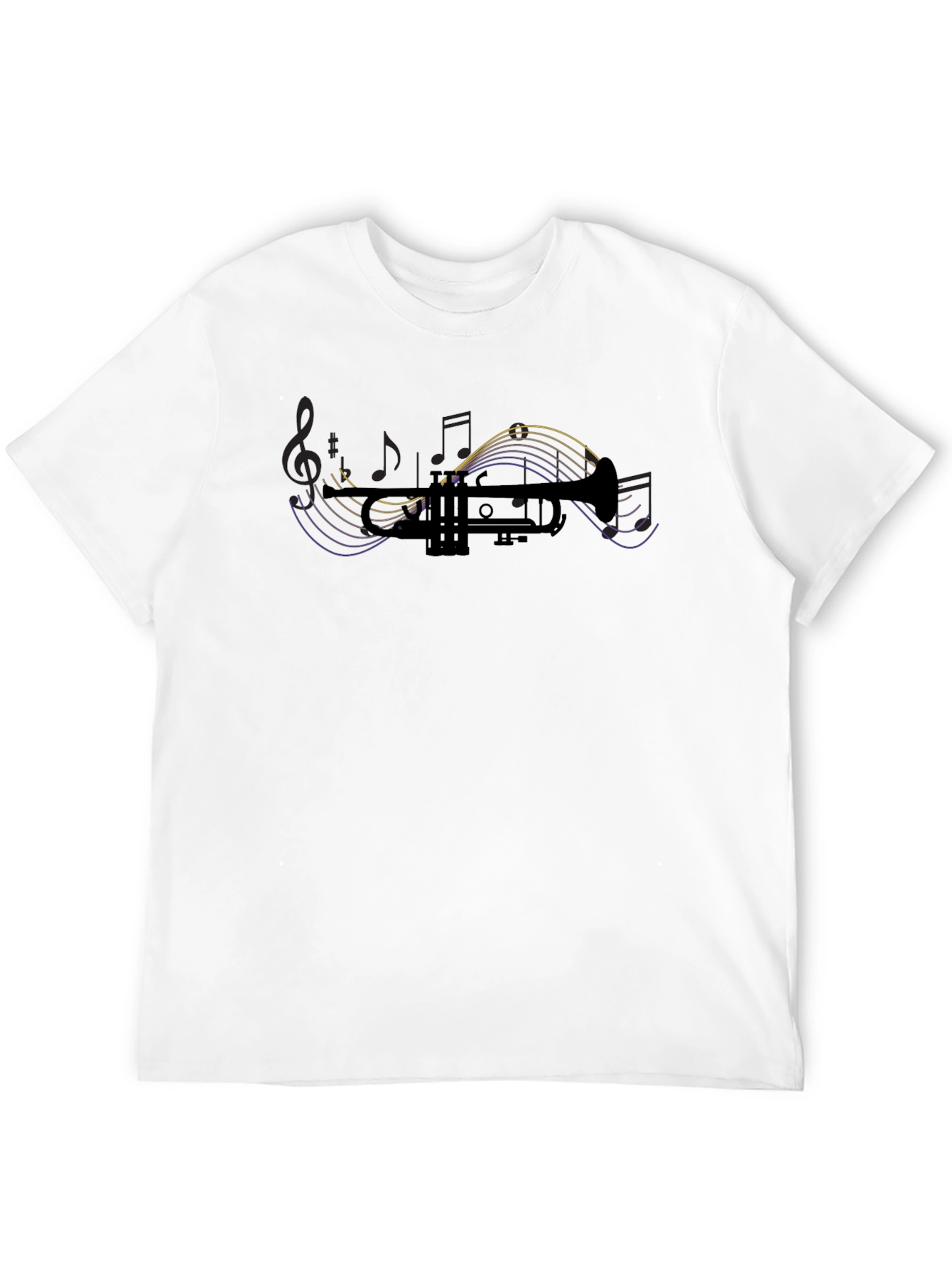 Trumpet Music Note Graphic T-Shirt - Black