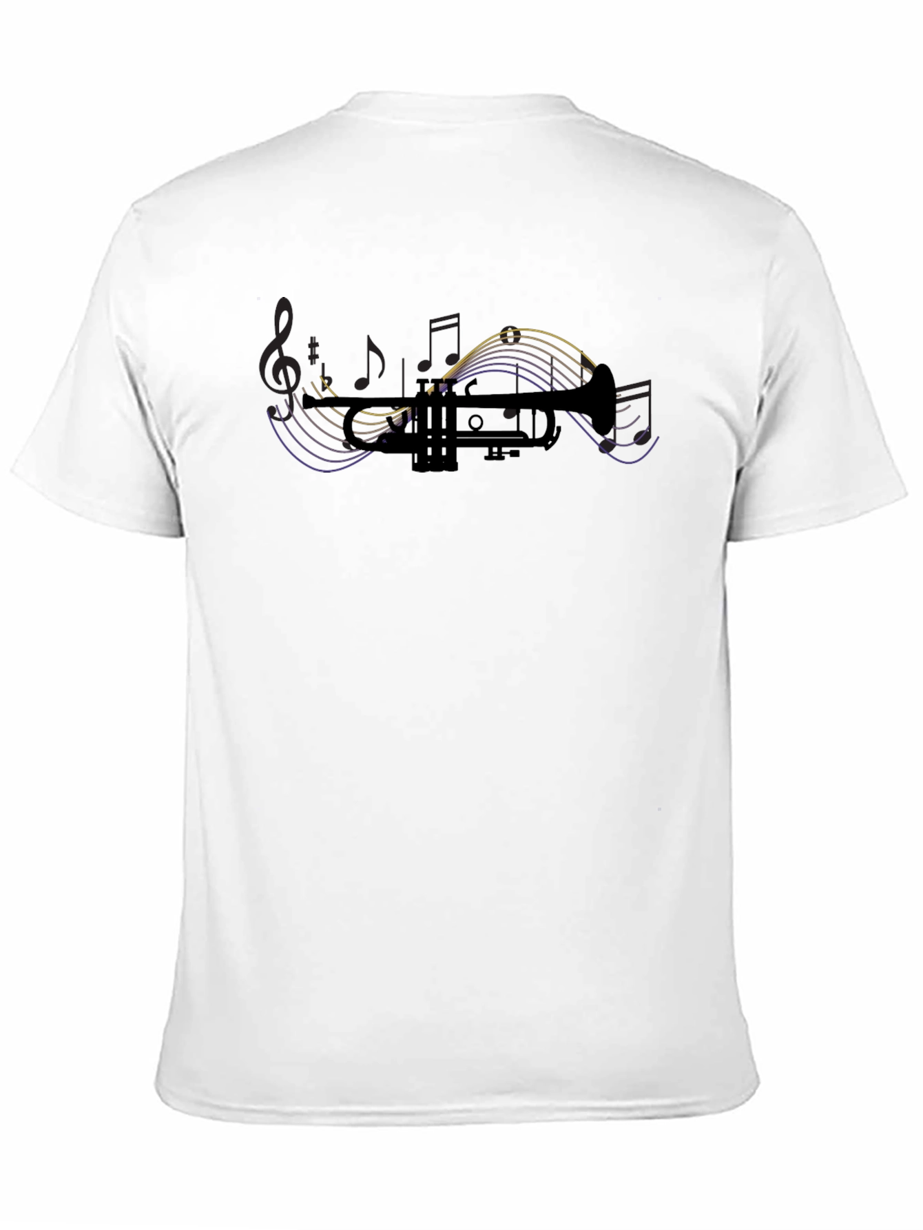 Trumpet Music Note Graphic T-Shirt - Black