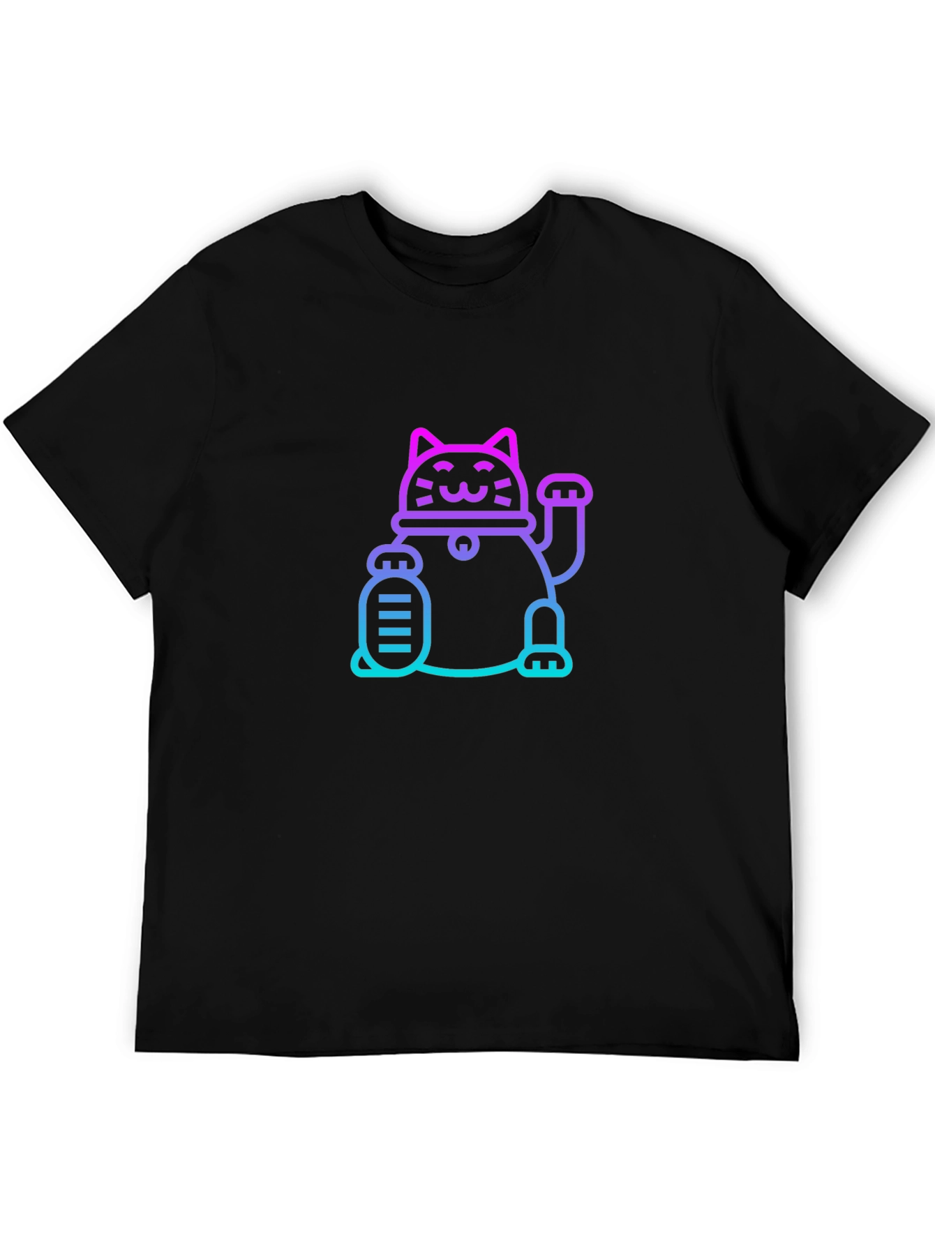 Lucky Cat Graphic Tee - Unisex Black T-Shirt