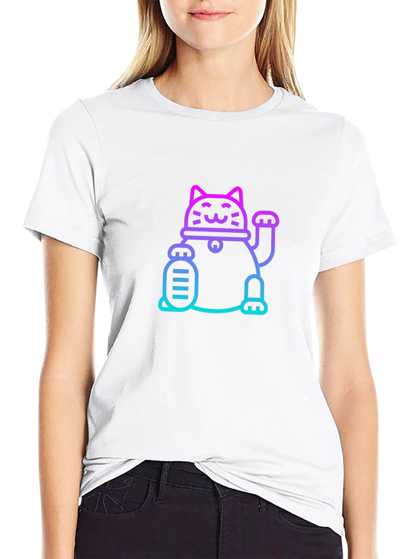 Lucky Cat Graphic Tee - Unisex Black T-Shirt