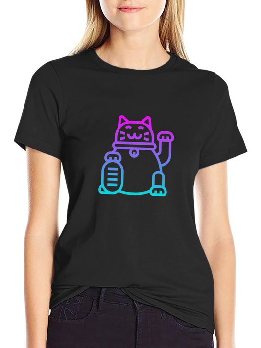 Lucky Cat Graphic Tee - Unisex Black T-Shirt