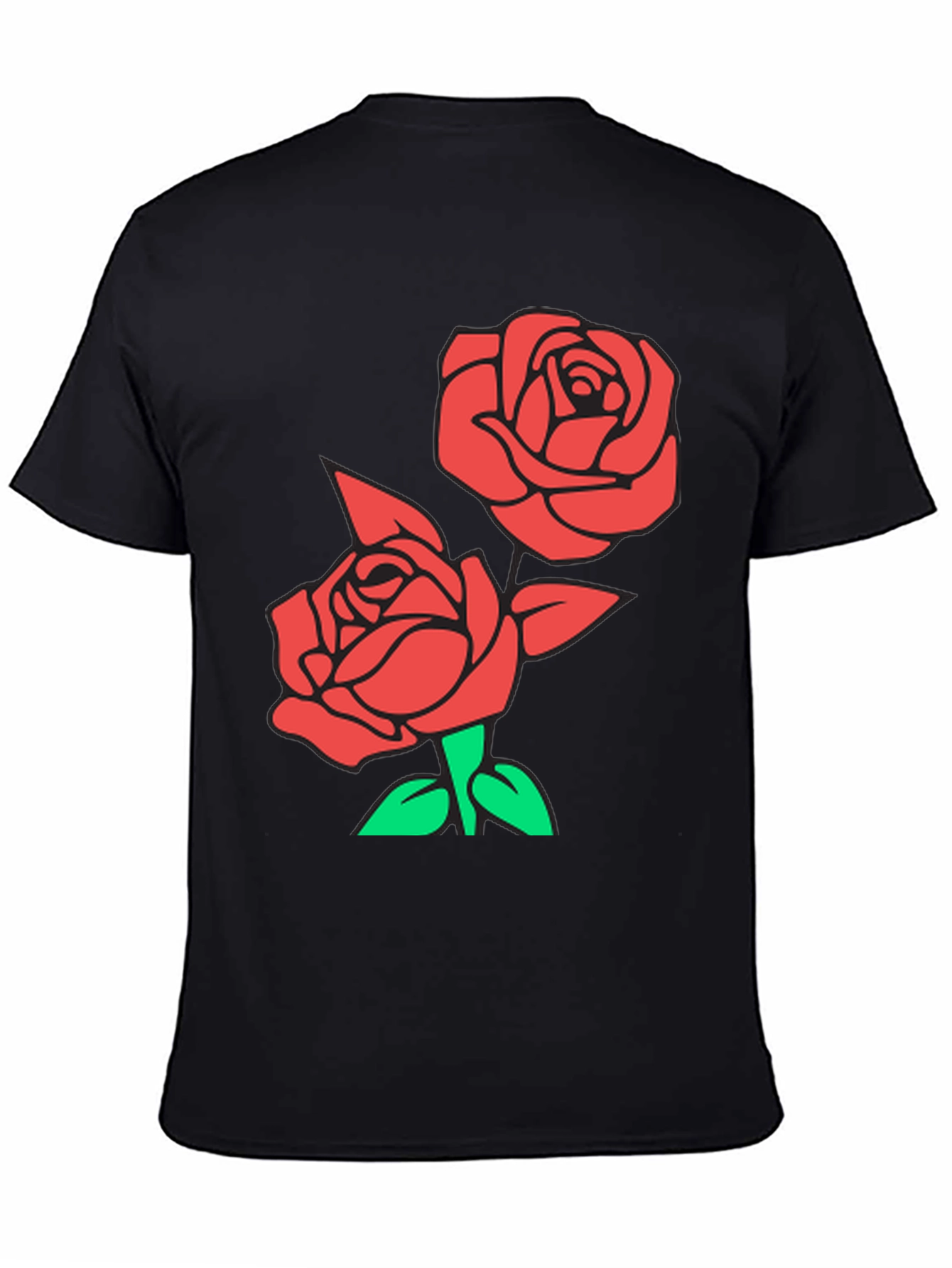 Red Rose Graphic Black T-Shirt