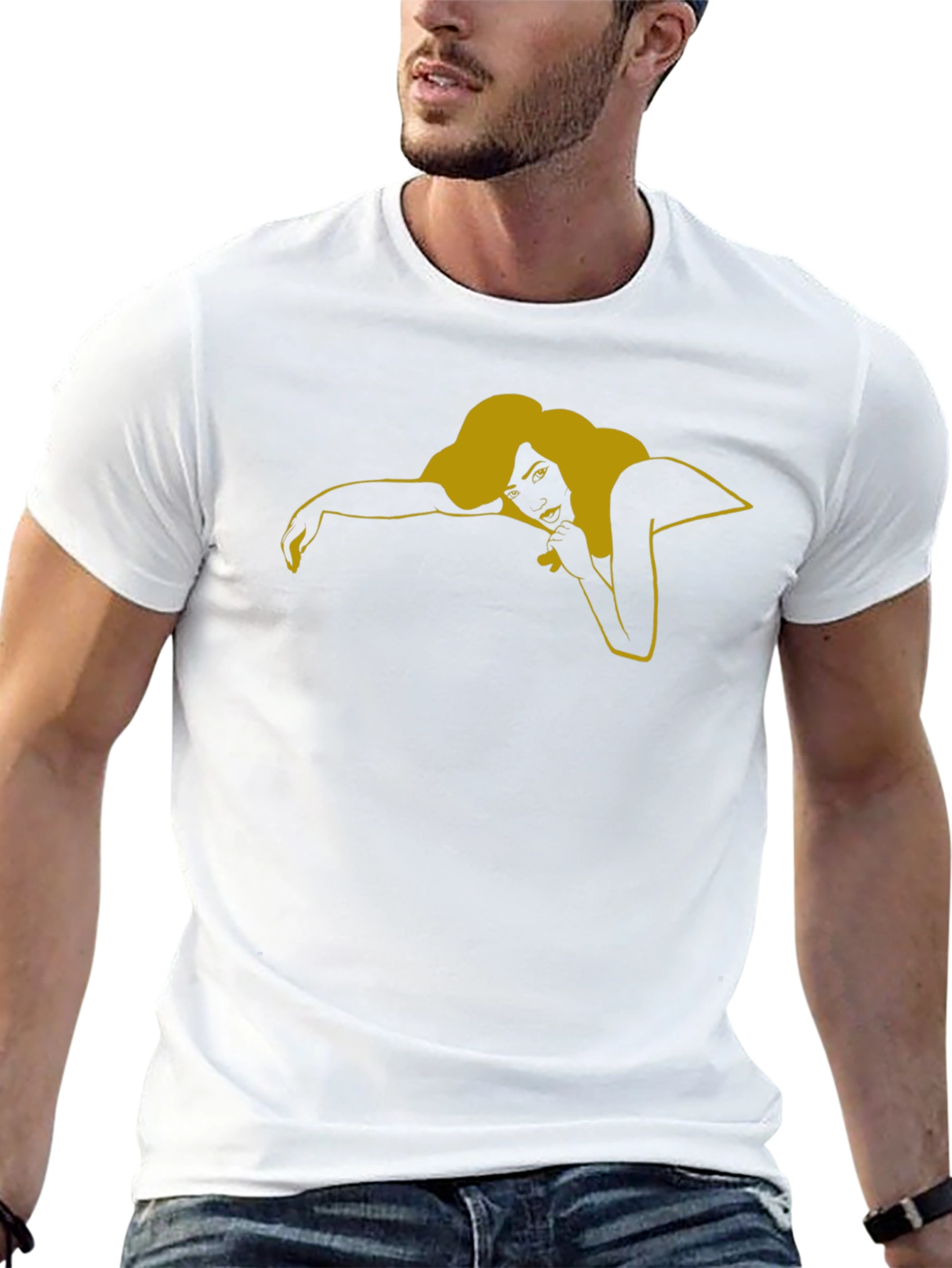 Black T-Shirt with Graphic Woman Design
