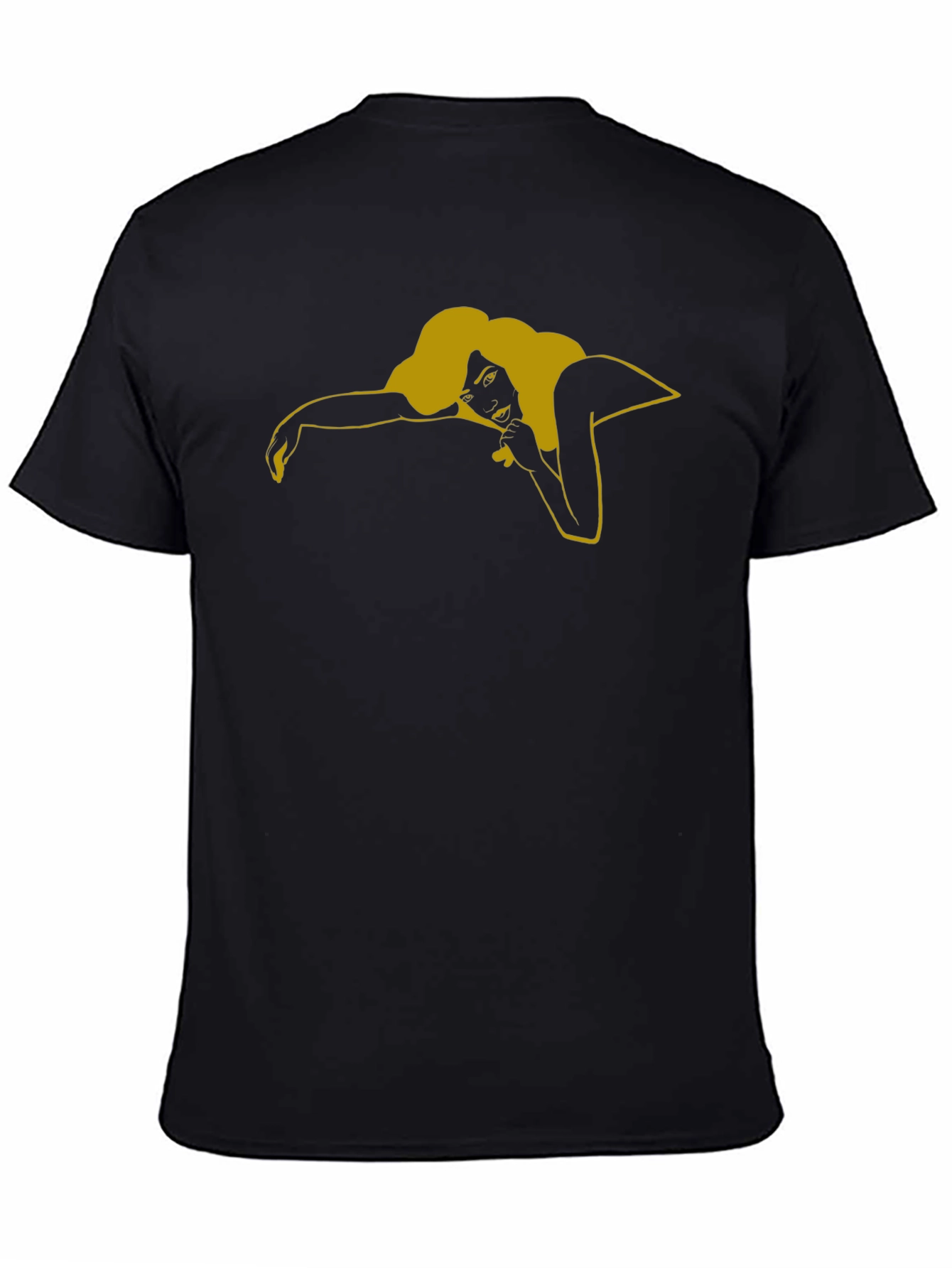 Black T-Shirt with Graphic Woman Design