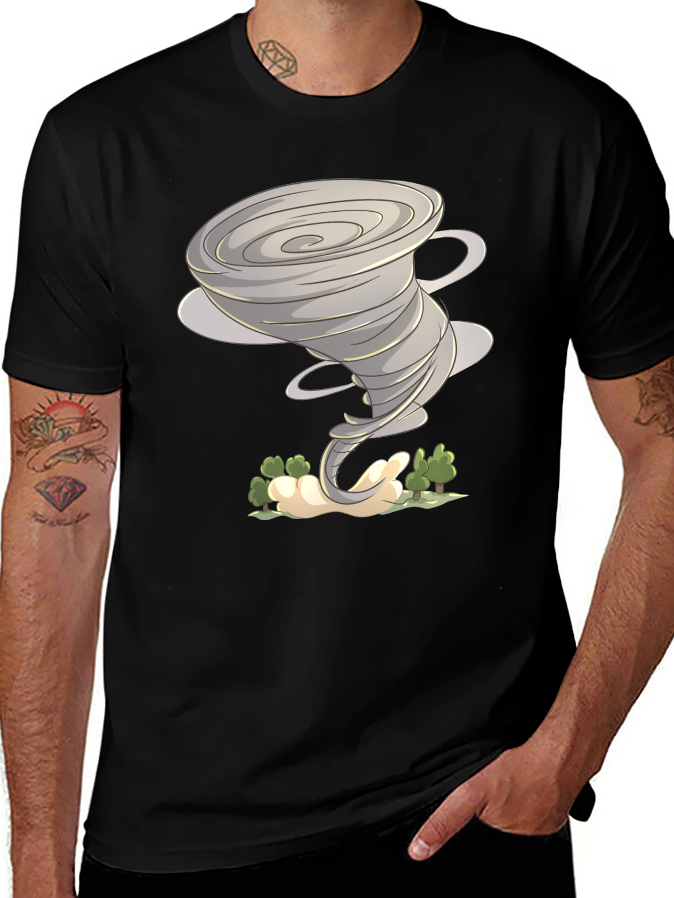 Tornado Graphic Tee - Black Cotton Shirt
