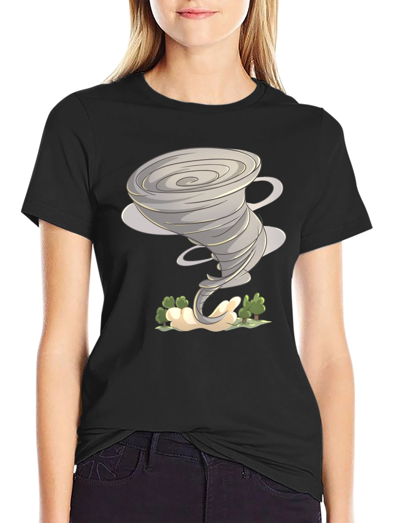 Tornado Graphic Tee - Black Cotton Shirt