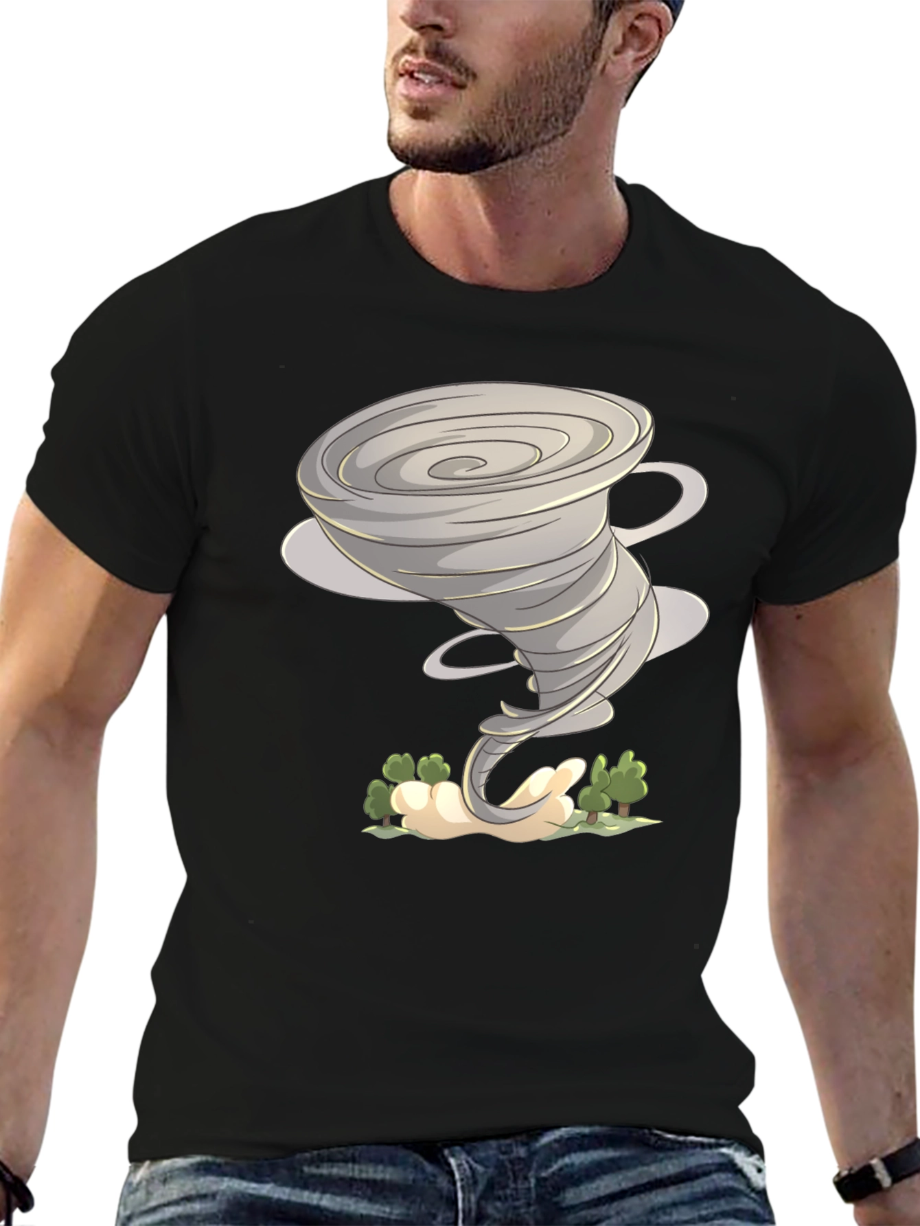 Tornado Graphic Tee - Black Cotton Shirt