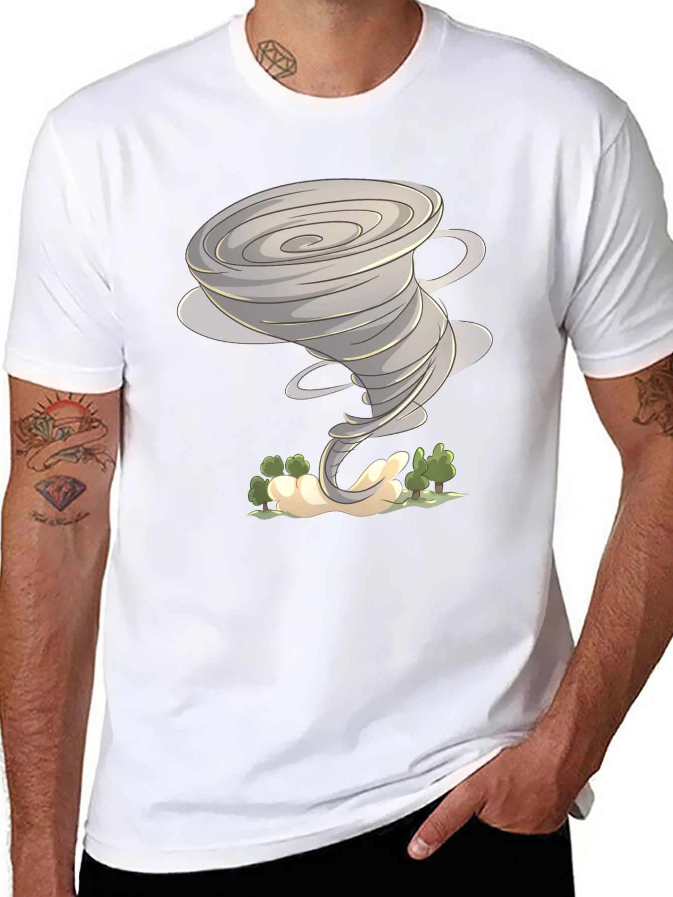 Tornado Graphic Tee - Black Cotton Shirt
