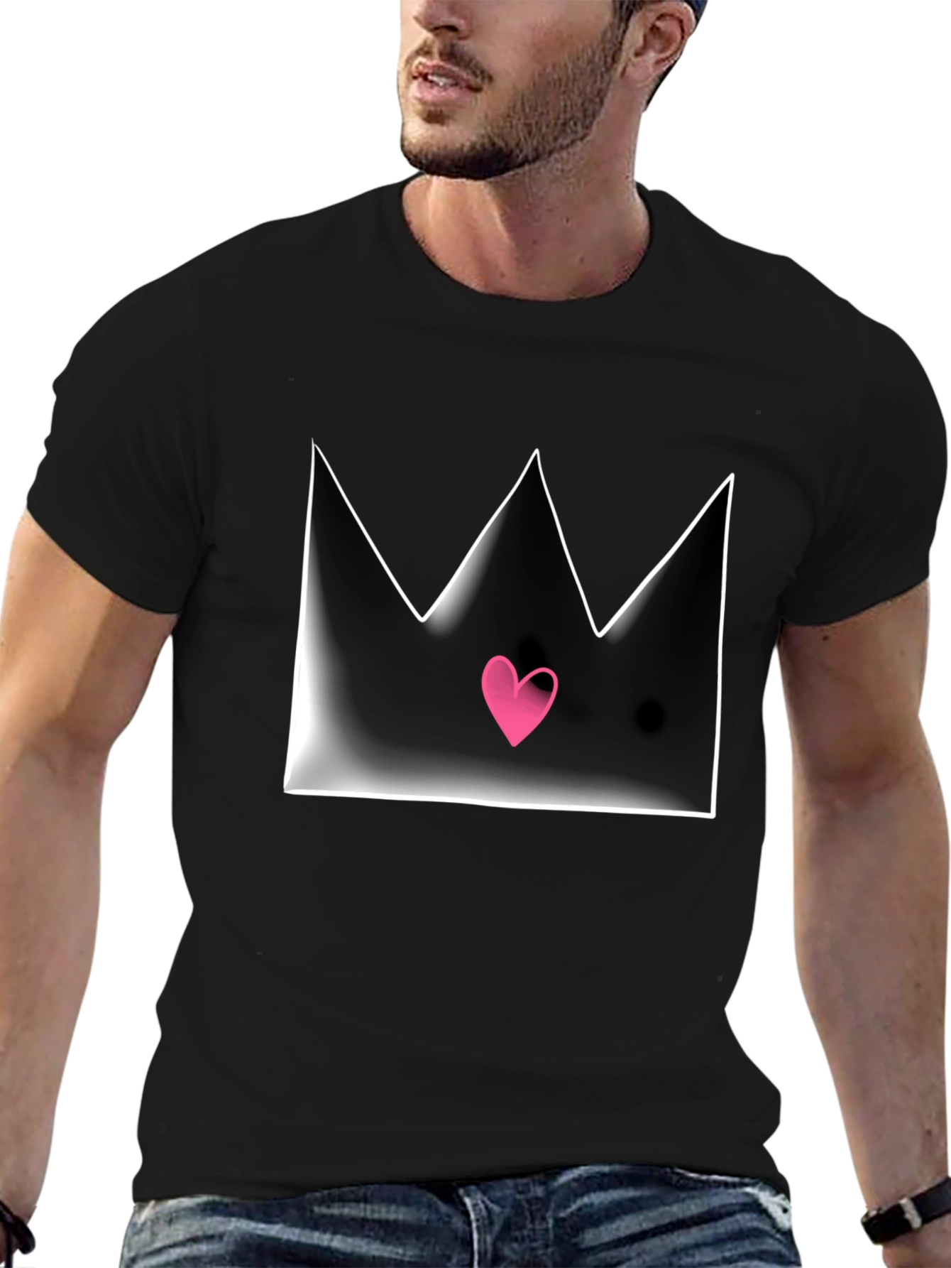 Crown Heart Graphic Tee - Mens Black T-Shirt