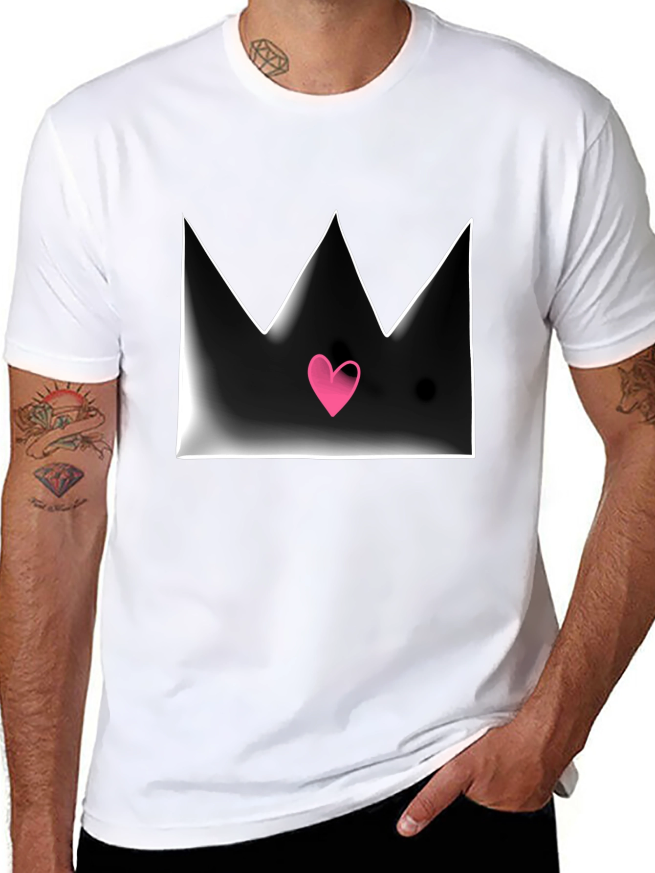 Crown Heart Graphic Tee - Mens Black T-Shirt