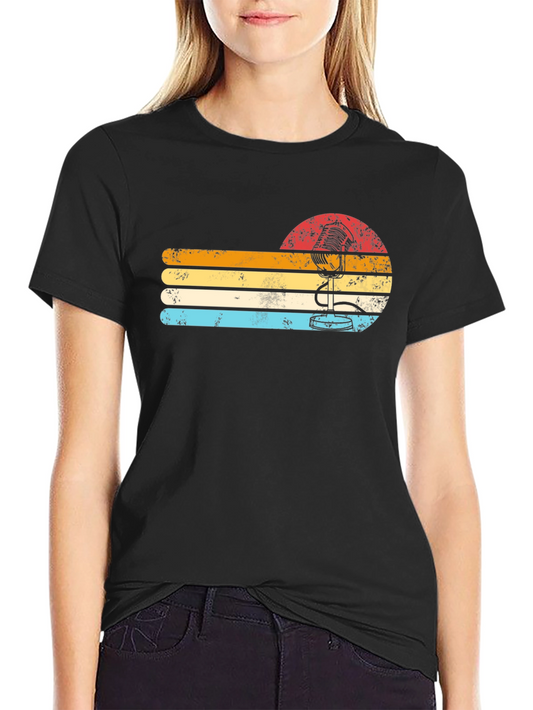 Retro Microphone Graphic Tee - Vintage Style Shirt