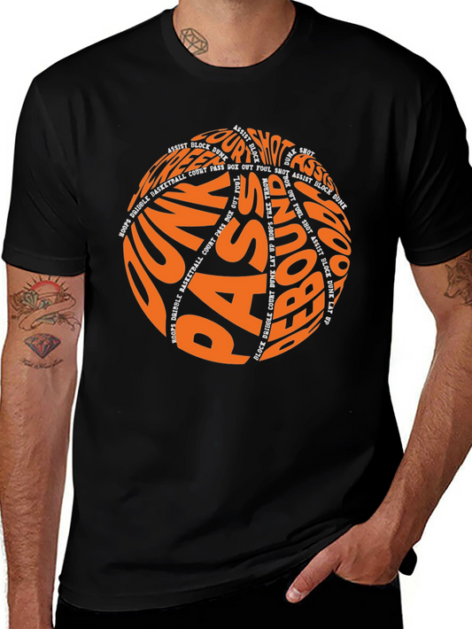 Basketball Word Art T-Shirt - Dunk Pass Rebound