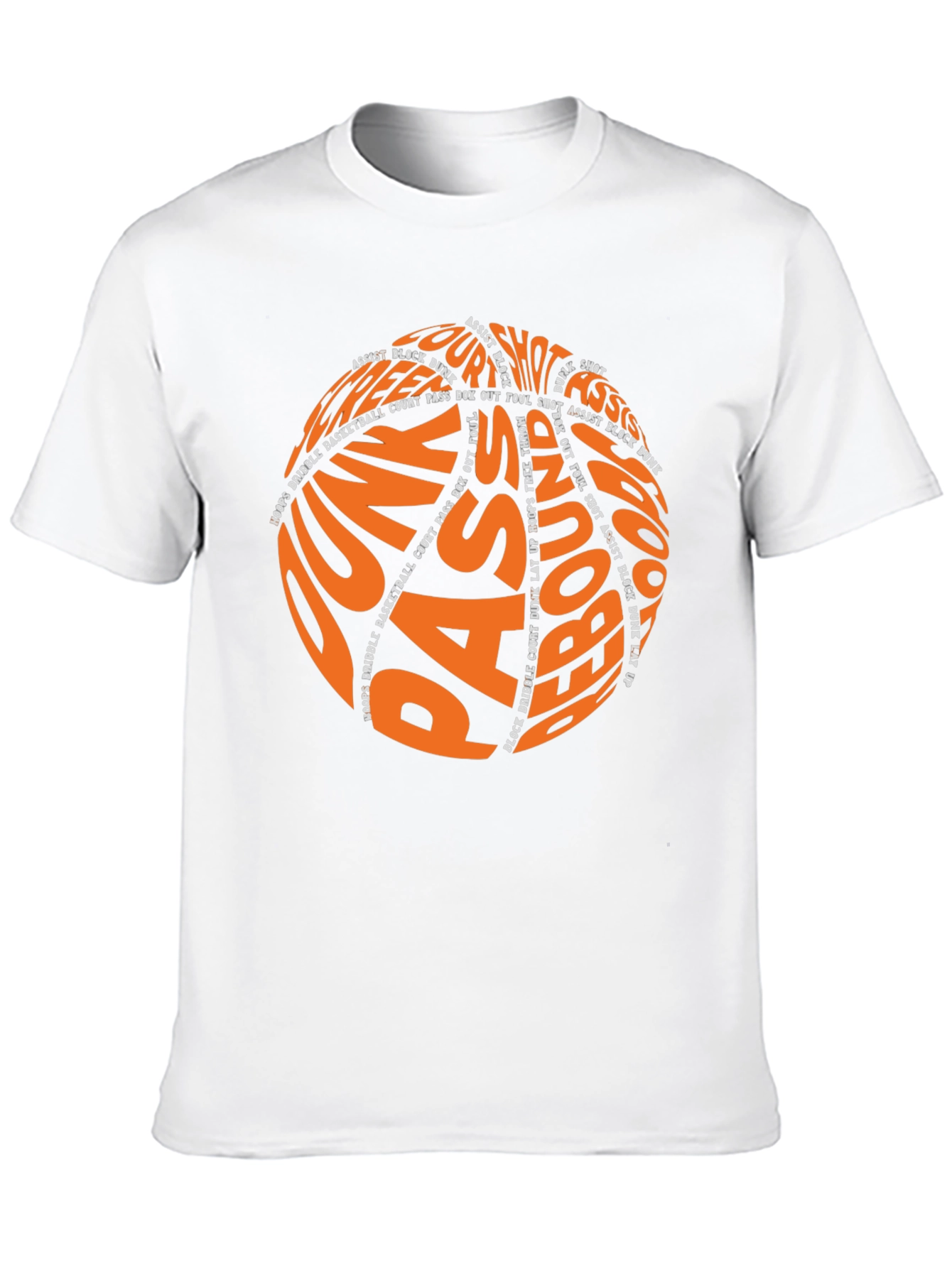 Basketball Word Art T-Shirt - Dunk Pass Rebound