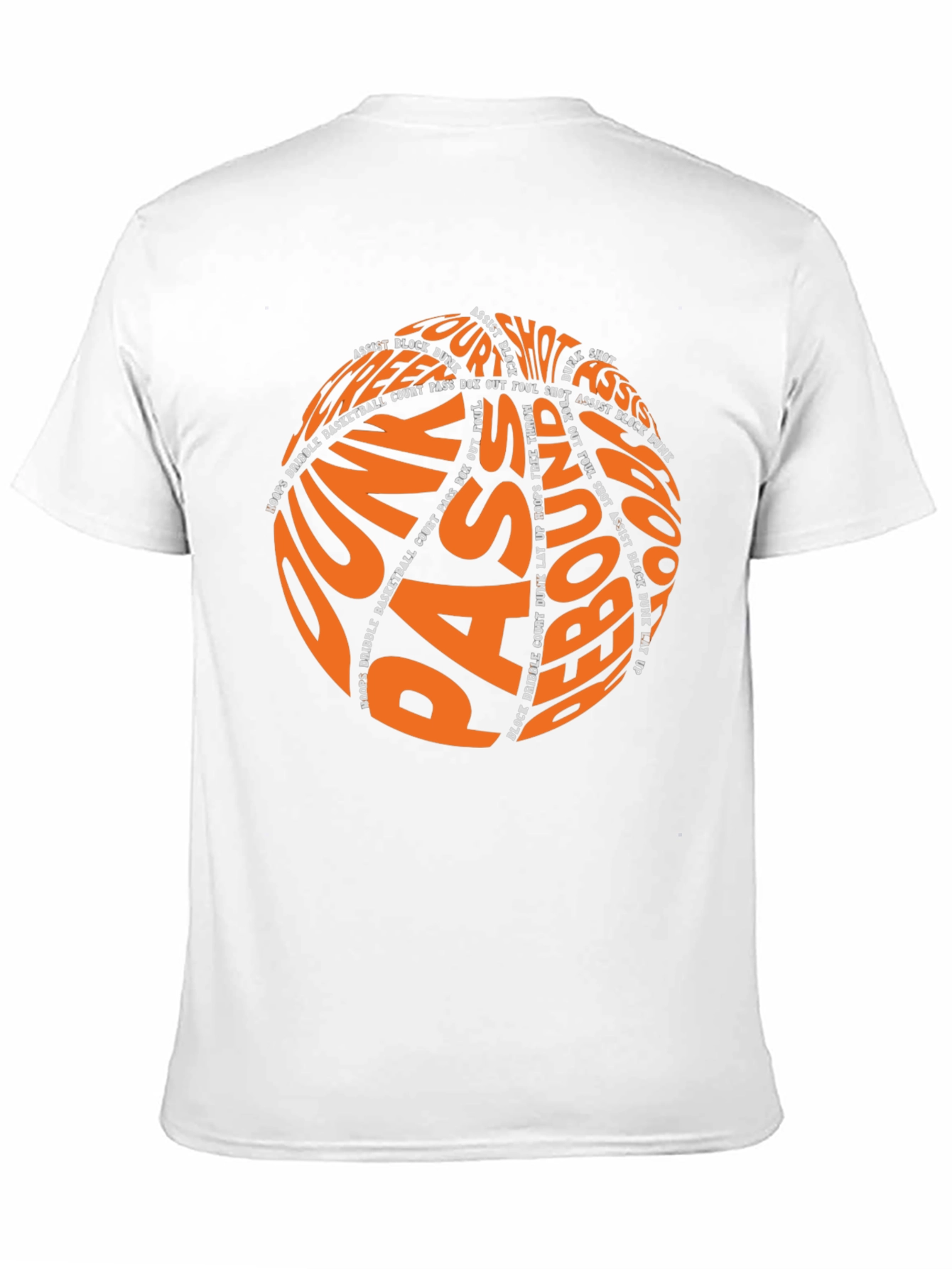 Basketball Word Art T-Shirt - Dunk Pass Rebound