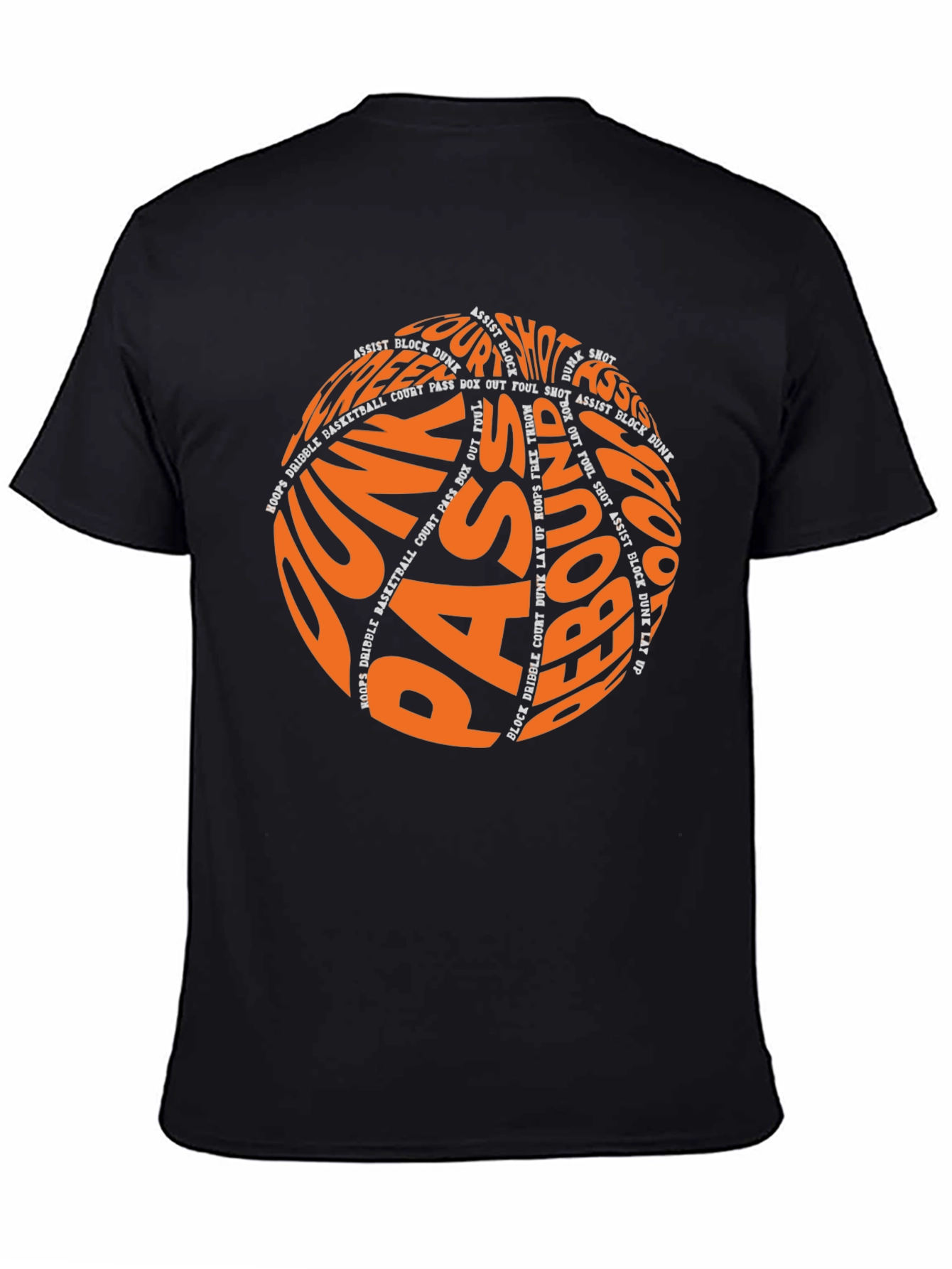 Basketball Word Art T-Shirt - Dunk Pass Rebound