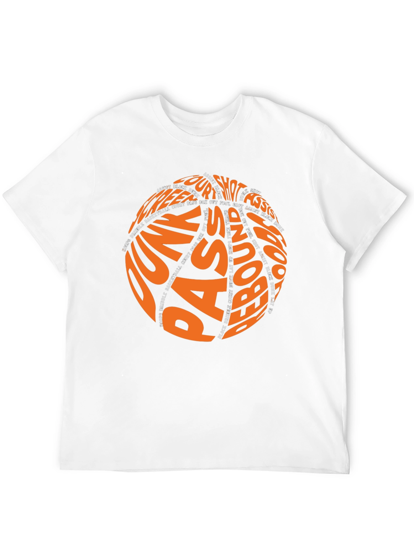 Basketball Word Art T-Shirt - Dunk Pass Rebound