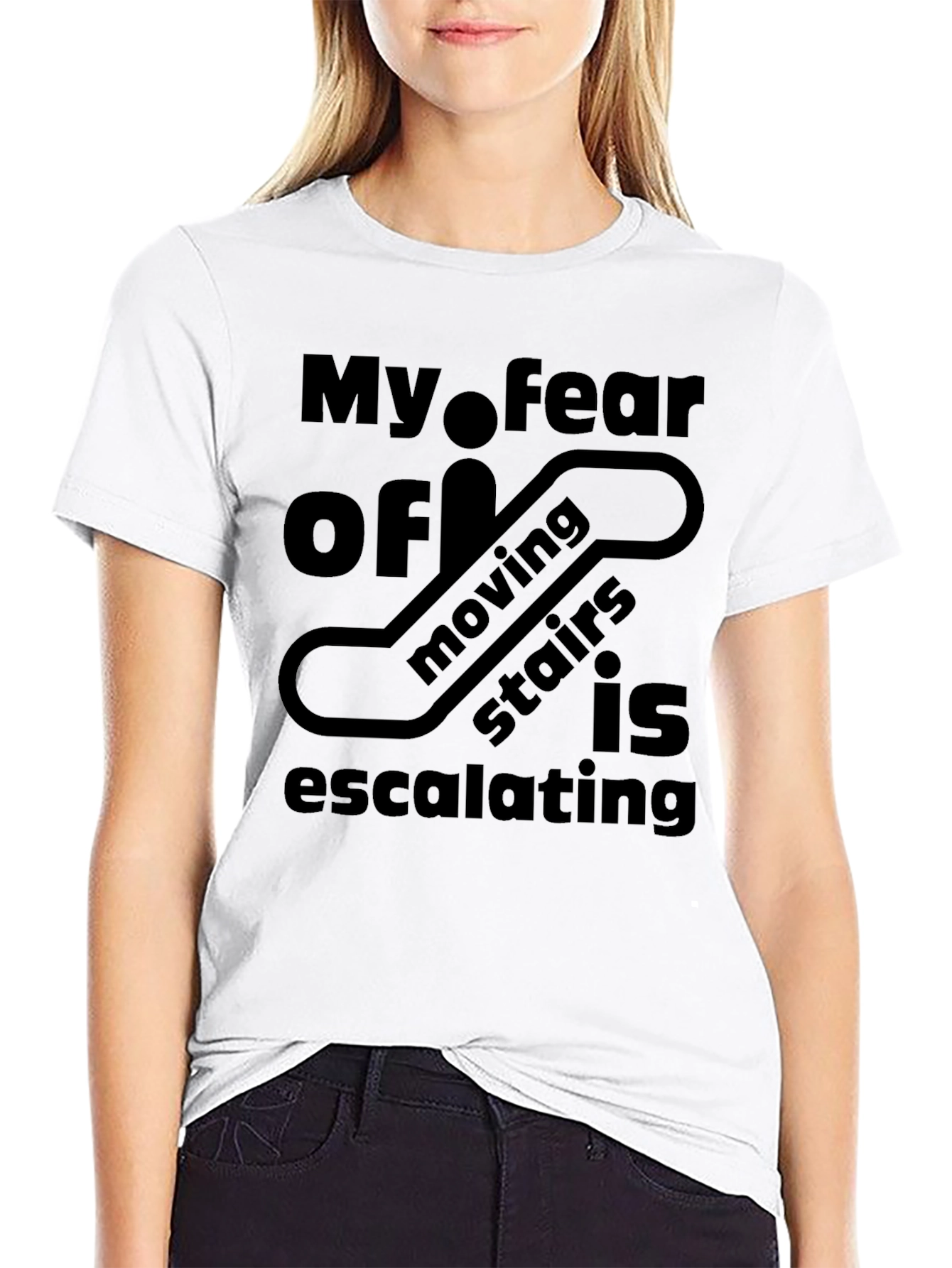 Escalating Fear T-Shirt - Funny Moving Stairs Design
