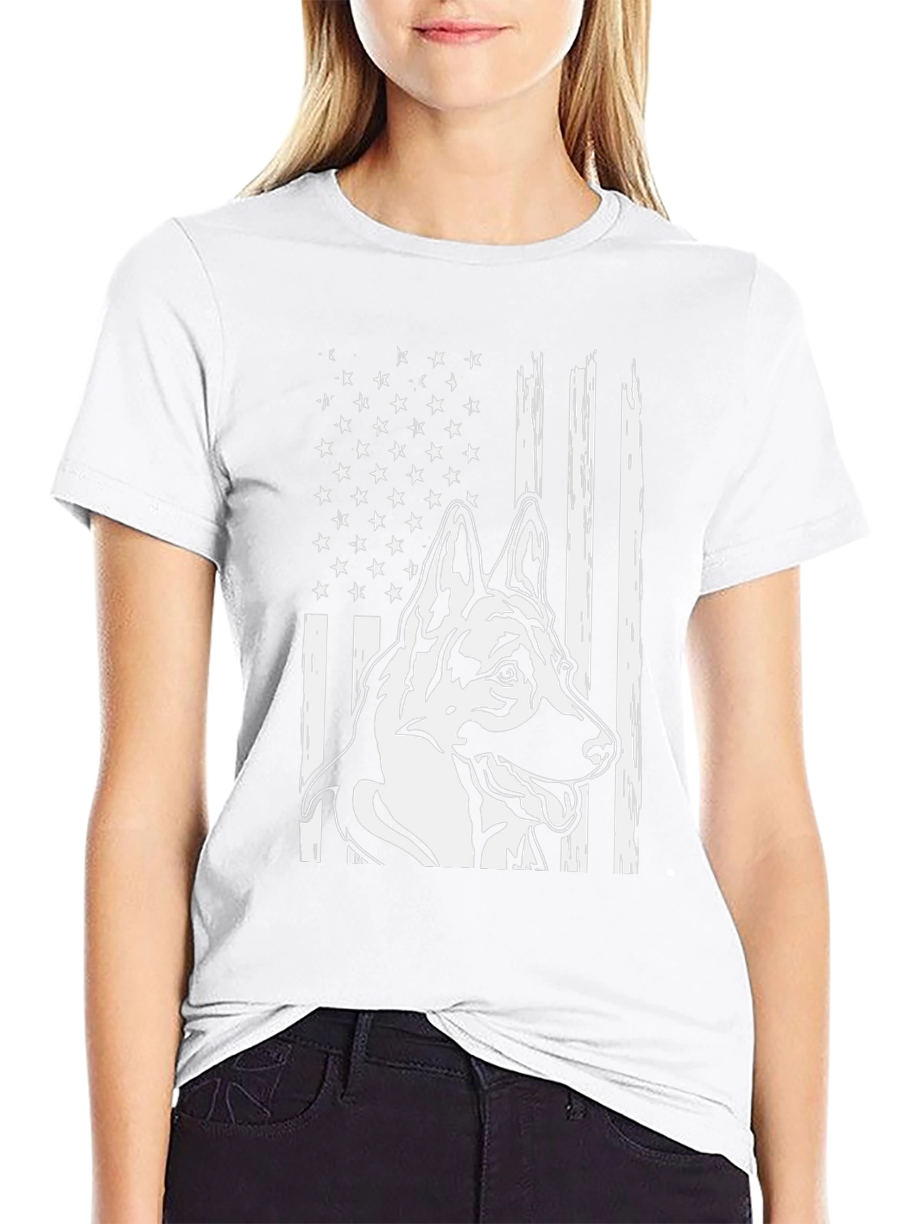 American Flag German Shepherd Graphic T-Shirt