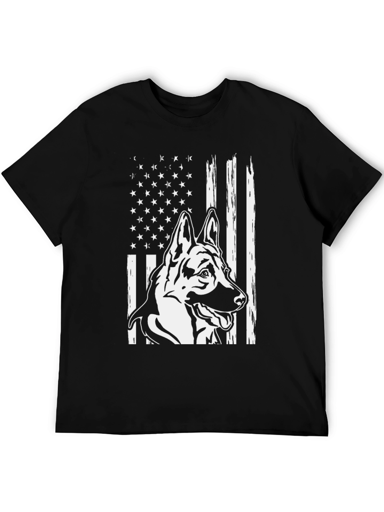 American Flag German Shepherd Graphic T-Shirt