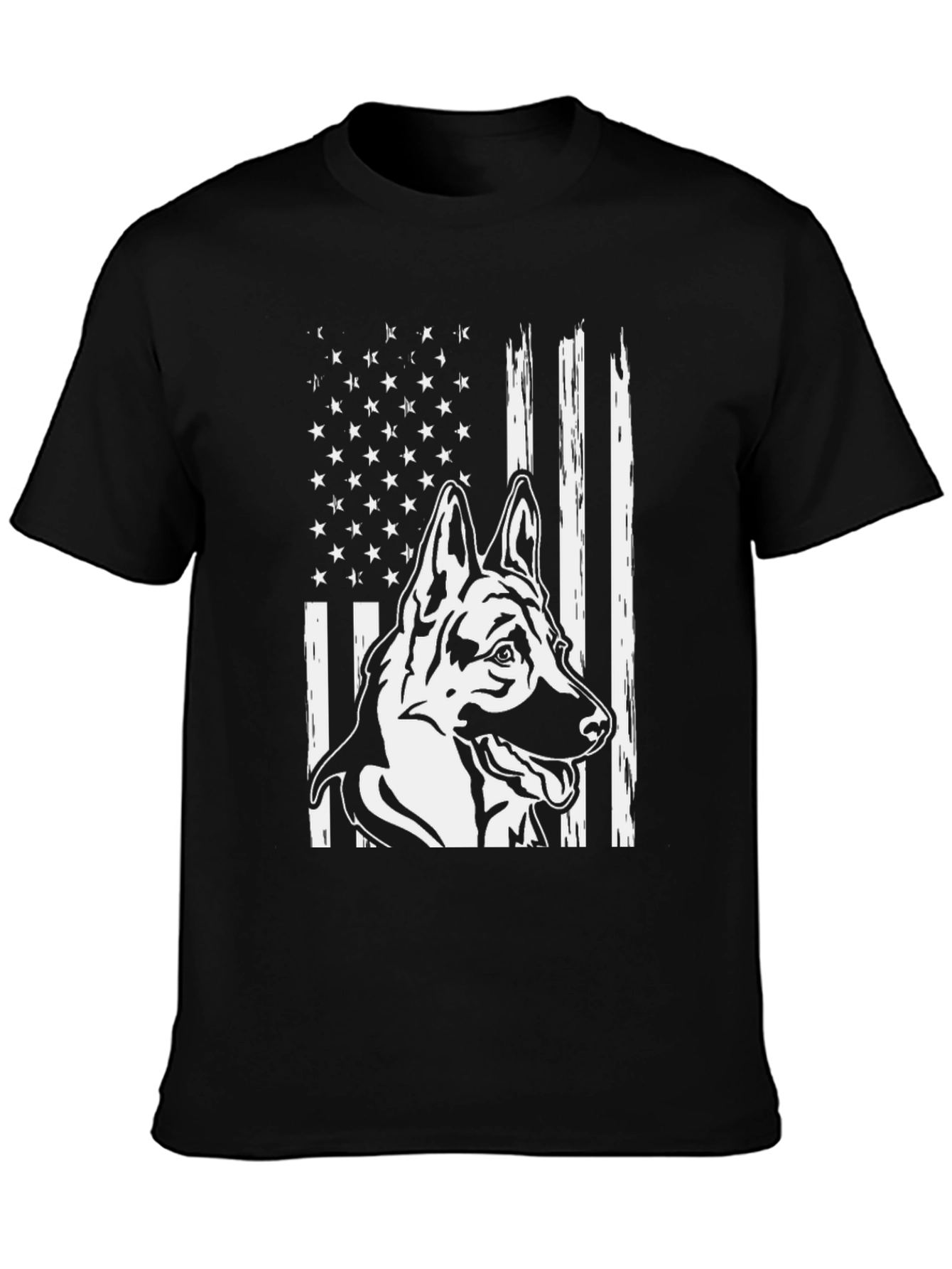 American Flag German Shepherd Graphic T-Shirt