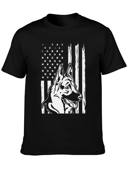 American Flag German Shepherd Graphic T-Shirt