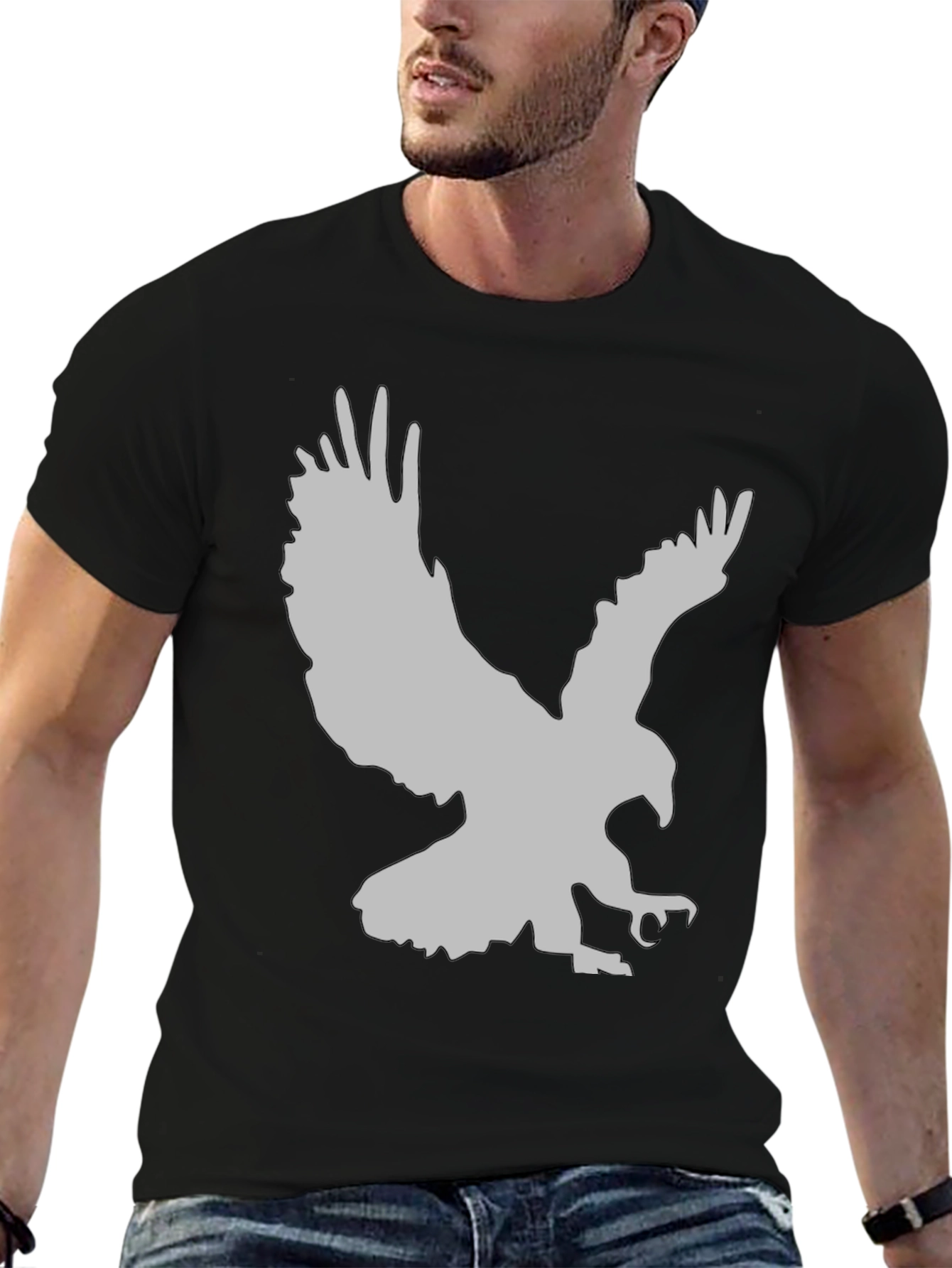 Eagle Graphic Print Black T-Shirt