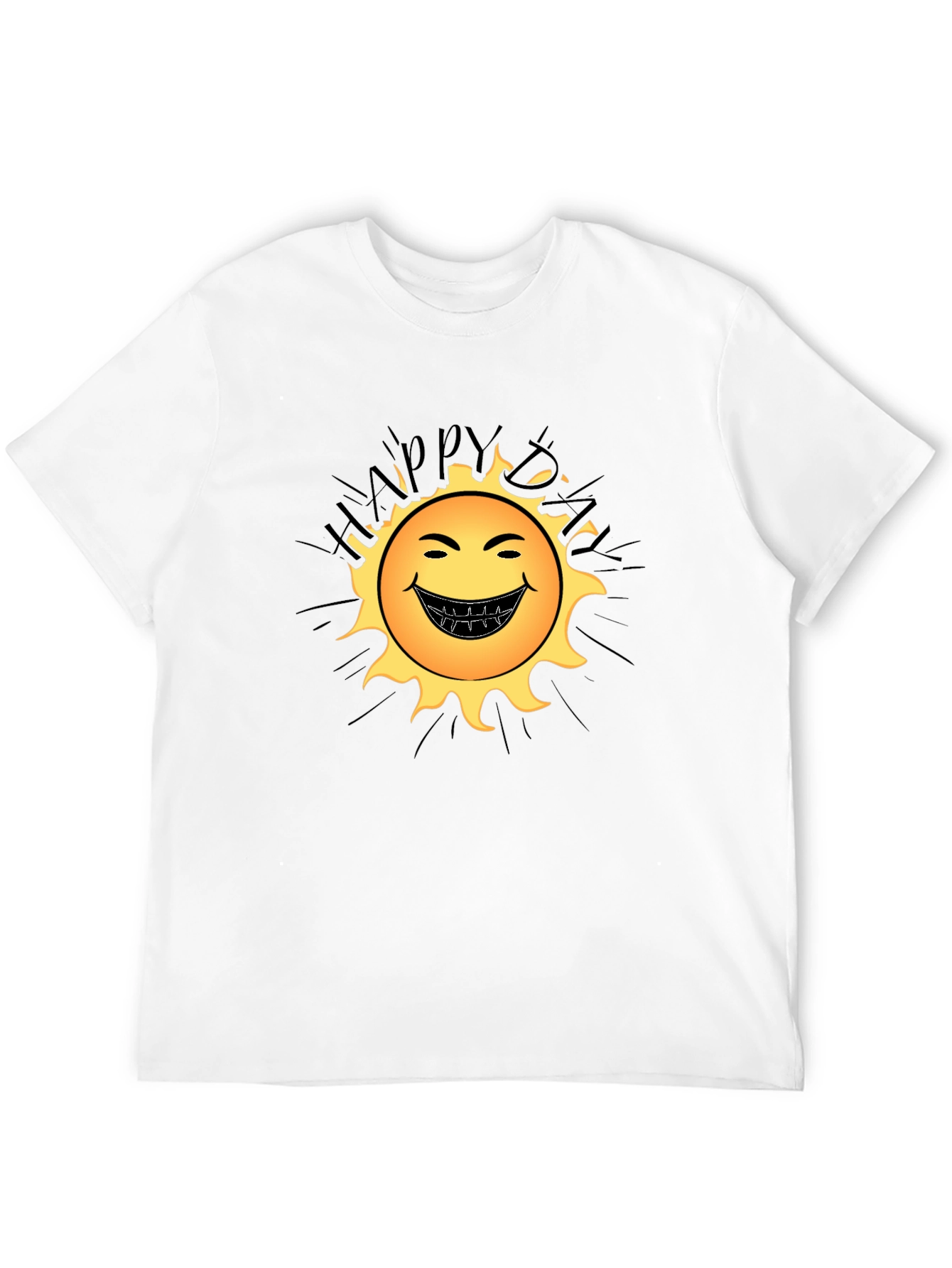 Happy Day Sun Graphic Black T-Shirt