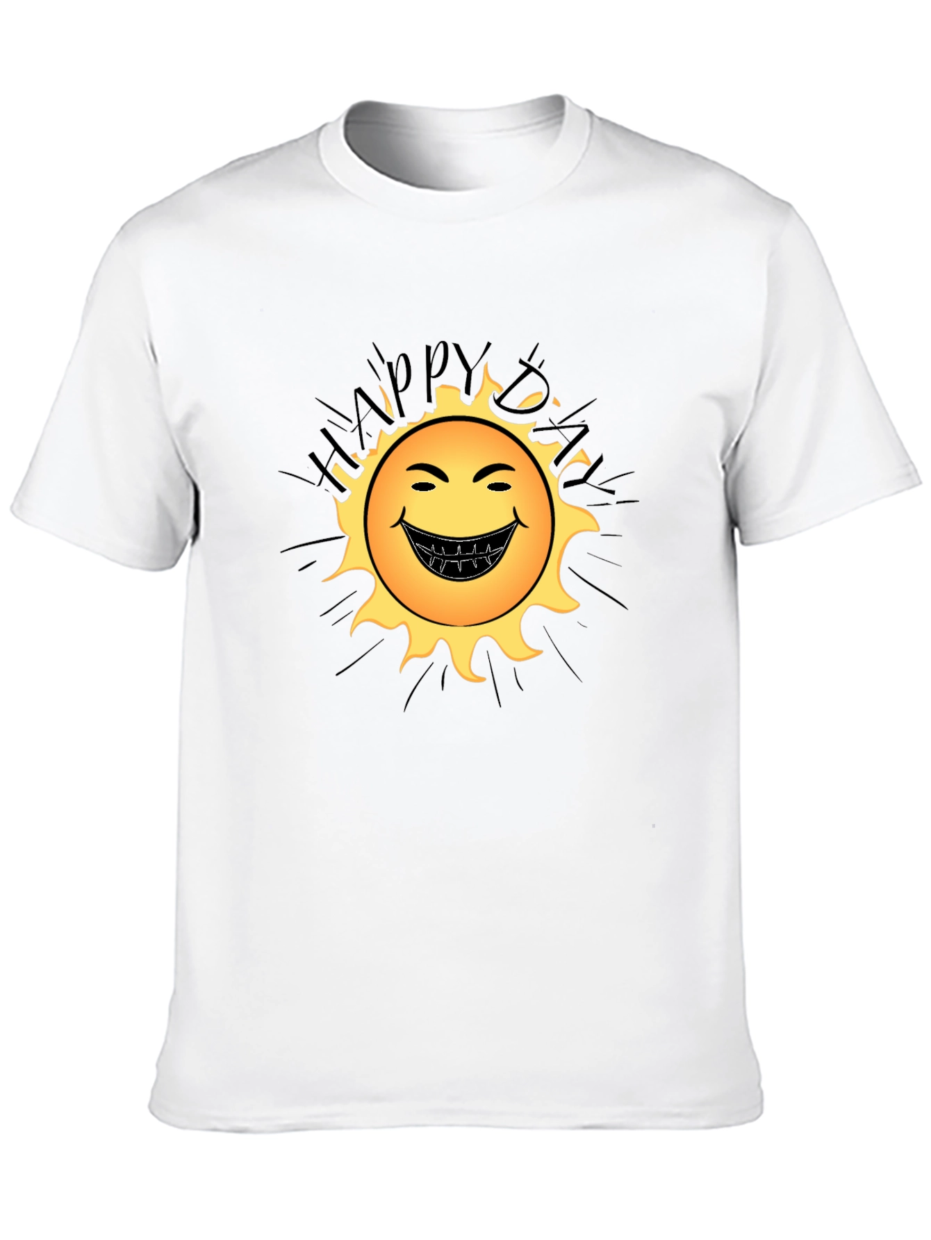 Happy Day Sun Graphic Black T-Shirt