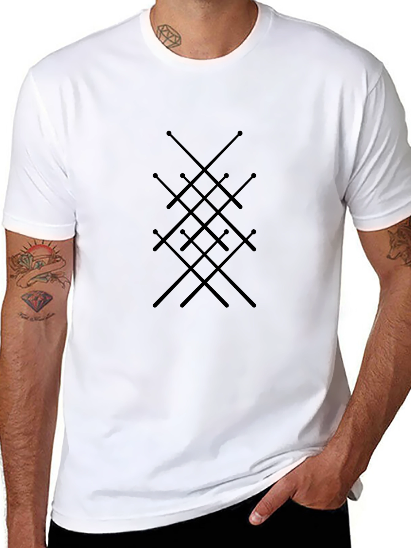 Abstract Sword Design Black T-Shirt