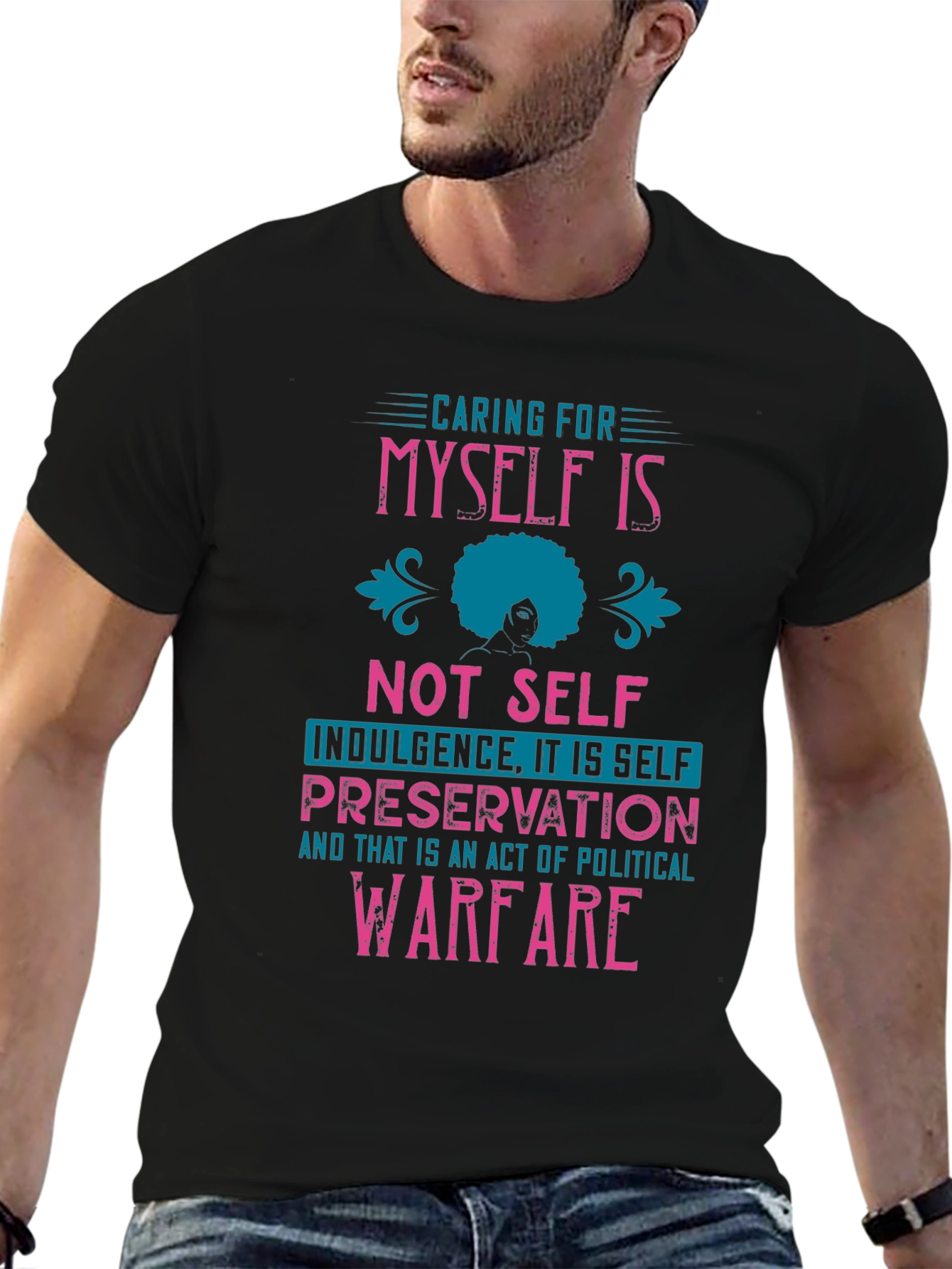Self-Care Political Warfare Graphic Tee - Black