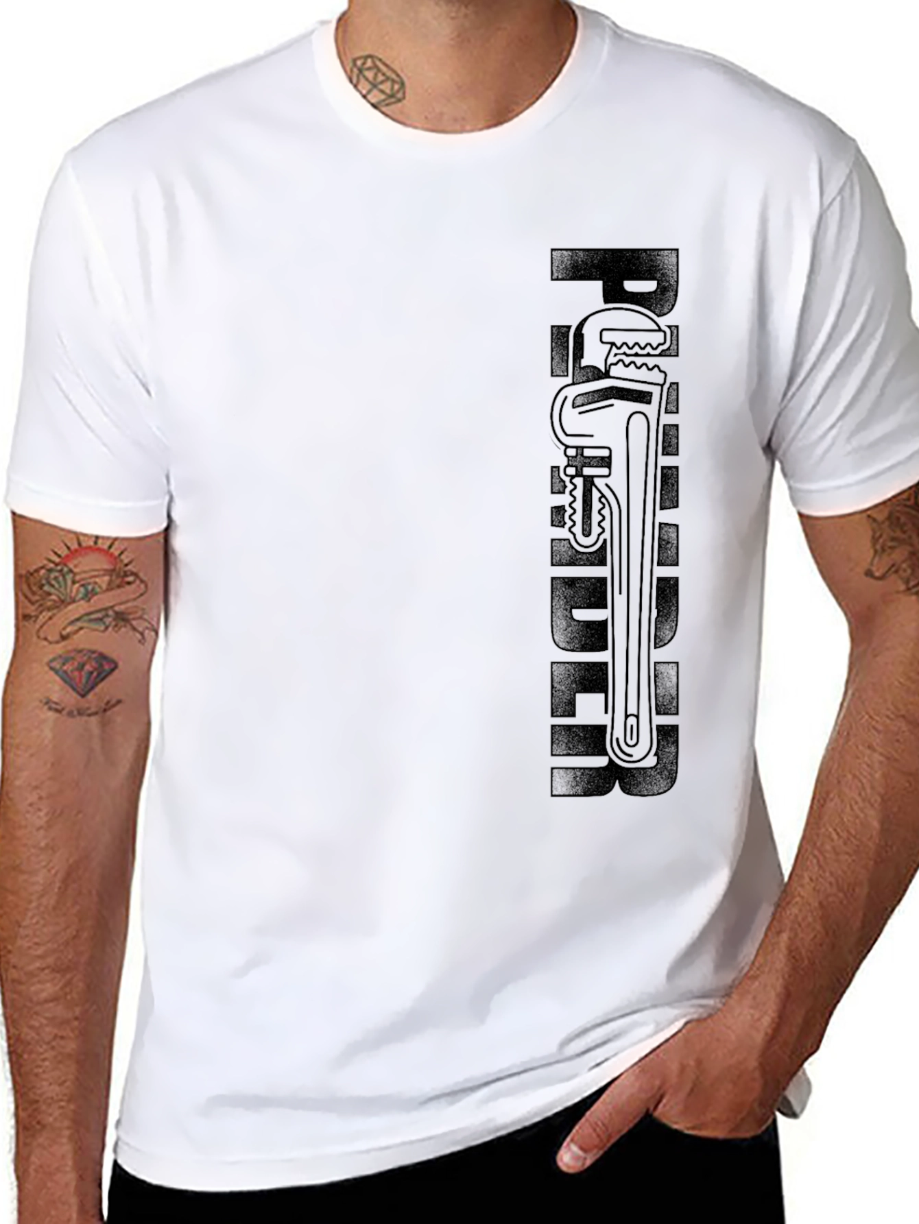 Plumber Wrench Graphic T-Shirt - Black