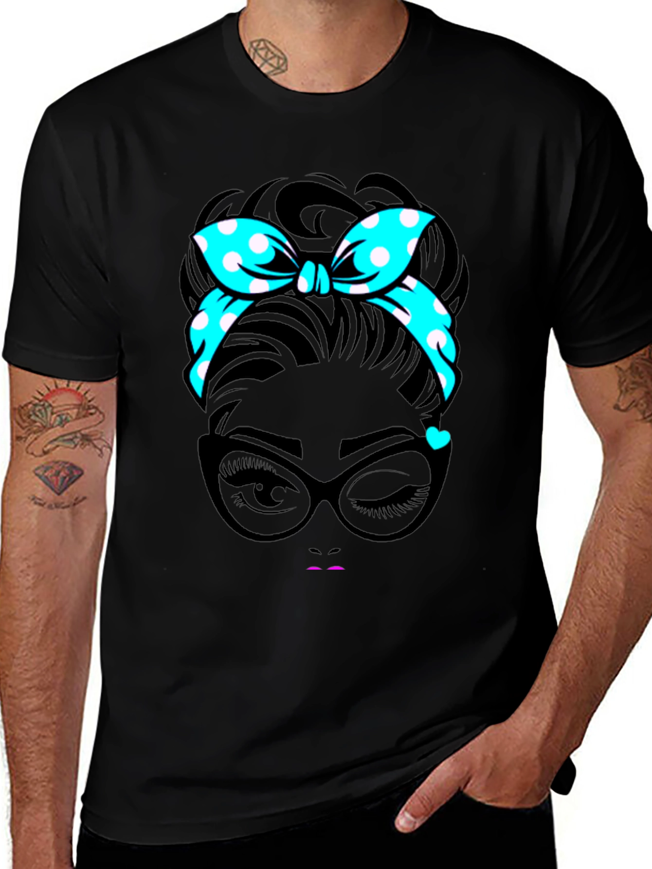 Retro Polka Dot Headband Womans Graphic Tee