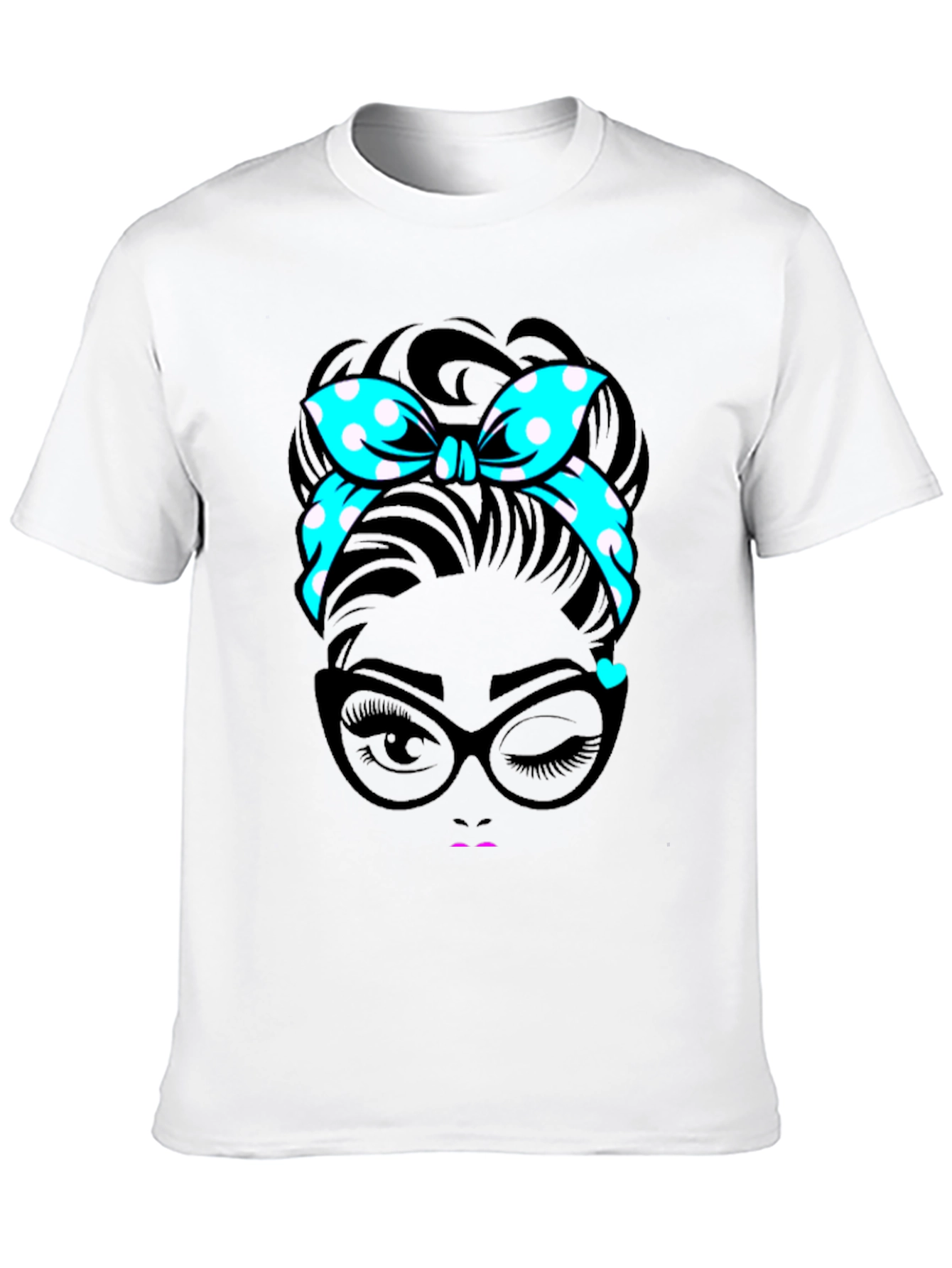 Retro Polka Dot Headband Womans Graphic Tee