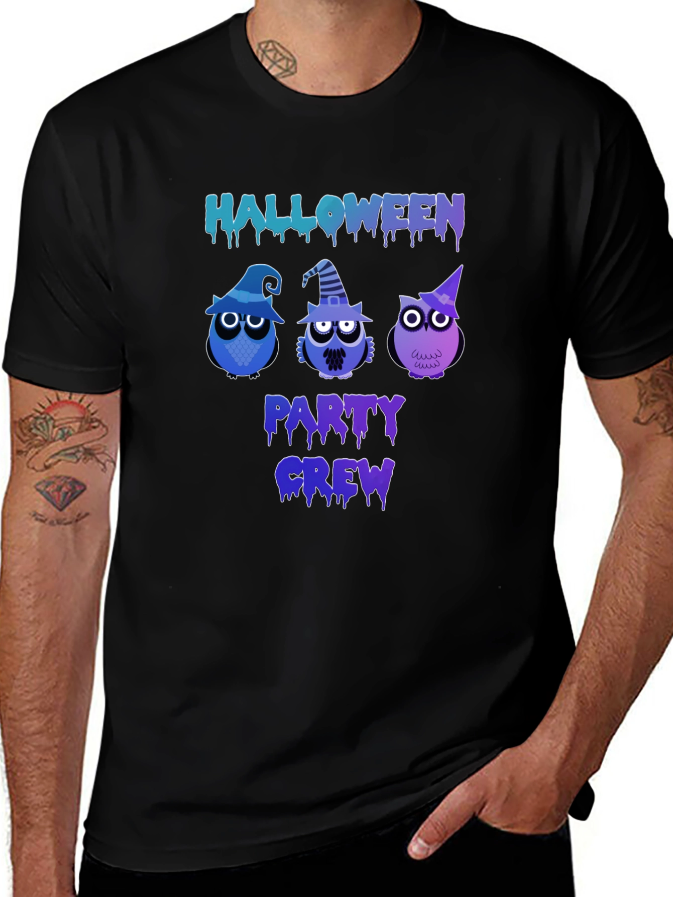 Halloween Party Crew Owls Graphic T-Shirt