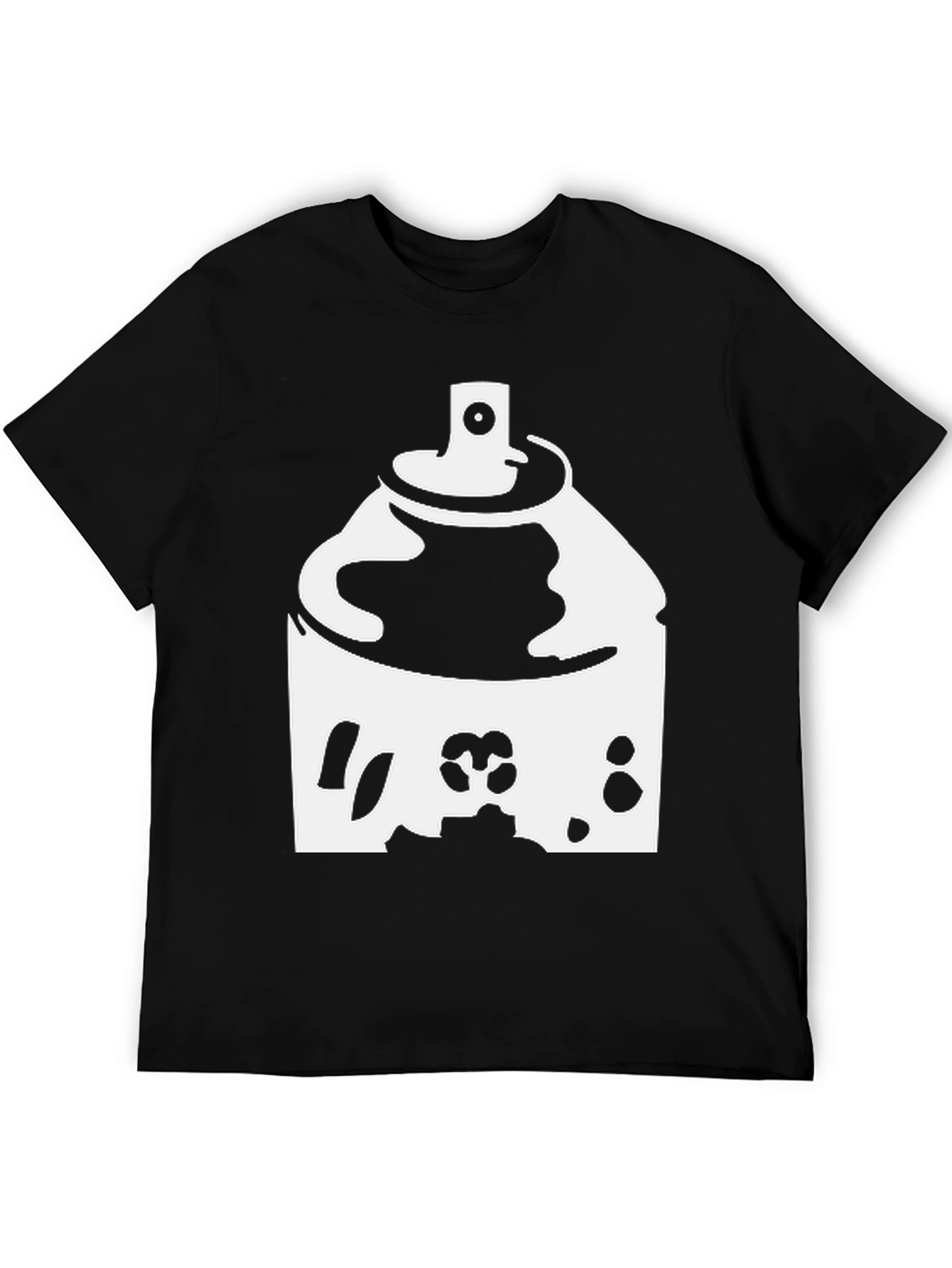 Spray Paint Graphic Tee - Black Cotton Shirt